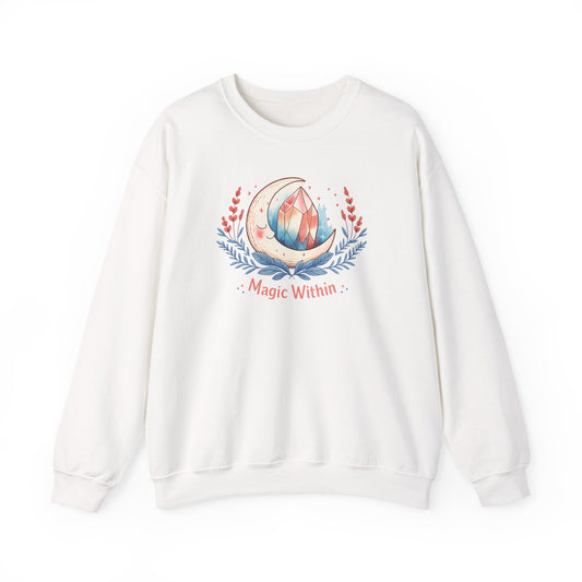 Magic Within crystal wreath Sweatshirt | witchcore, moon phase, crystals