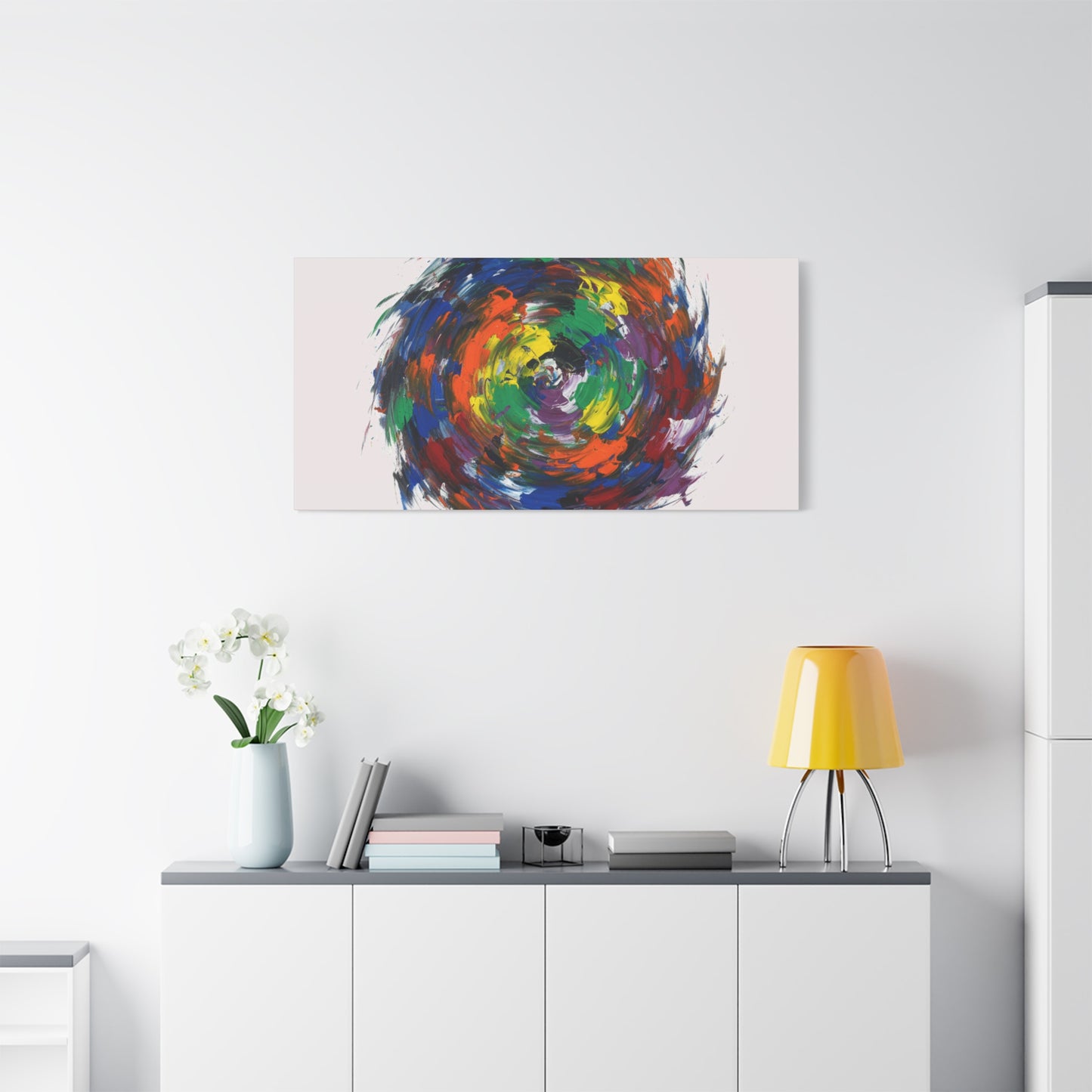 Abstract Color Swirl Canvas - Vibrant Circular Brushstroke Wall Art (Matte Stretched)