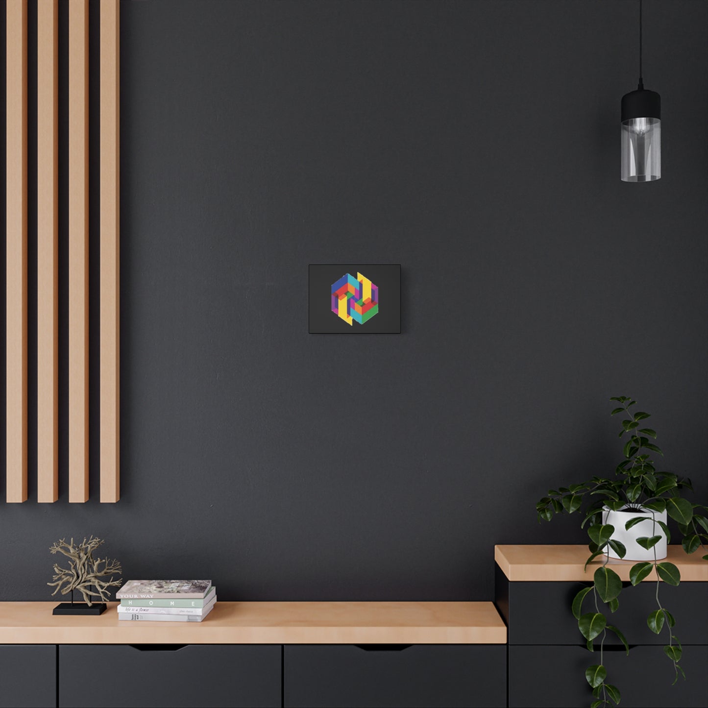 Colorful Geometric Cube Canvas Print — Modern Abstract Wall Art