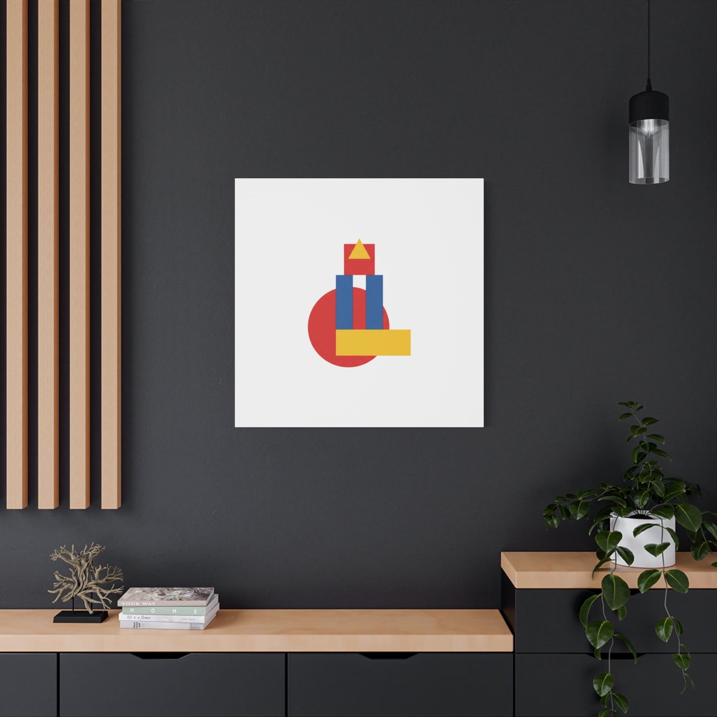 Abstract Geometric Shape Canvas Print — Minimalist Primary Color Wall Art