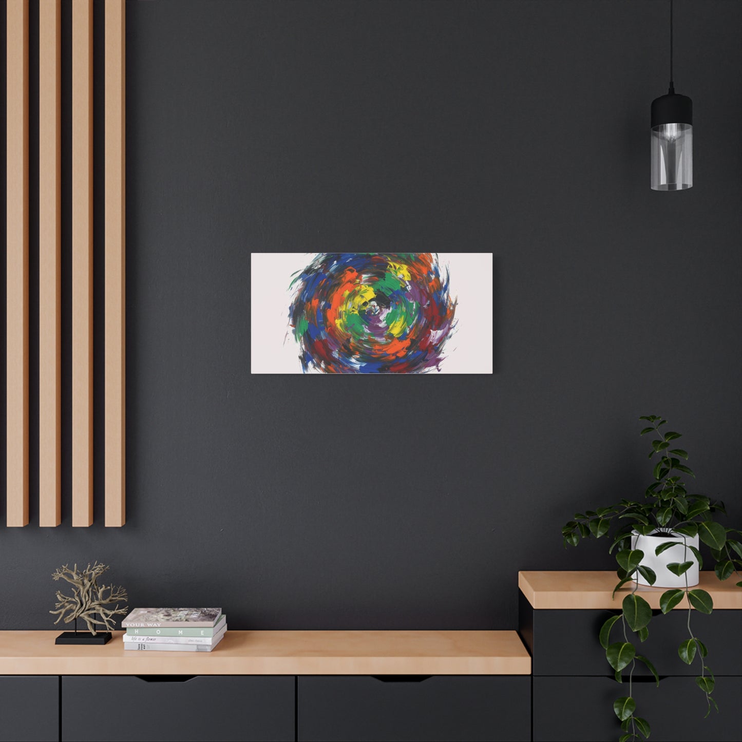 Abstract Color Swirl Canvas - Vibrant Circular Brushstroke Wall Art (Matte Stretched)