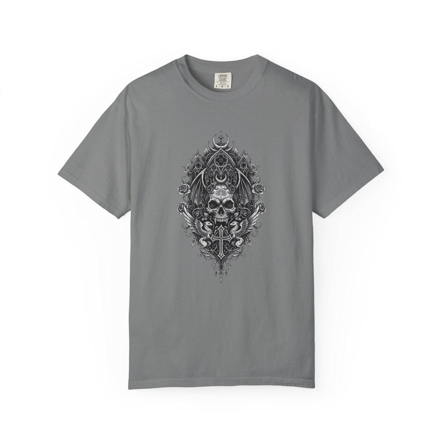 Skull & Cross Key Gothic T-Shirt — Ornate Dark Art Graphic Tee