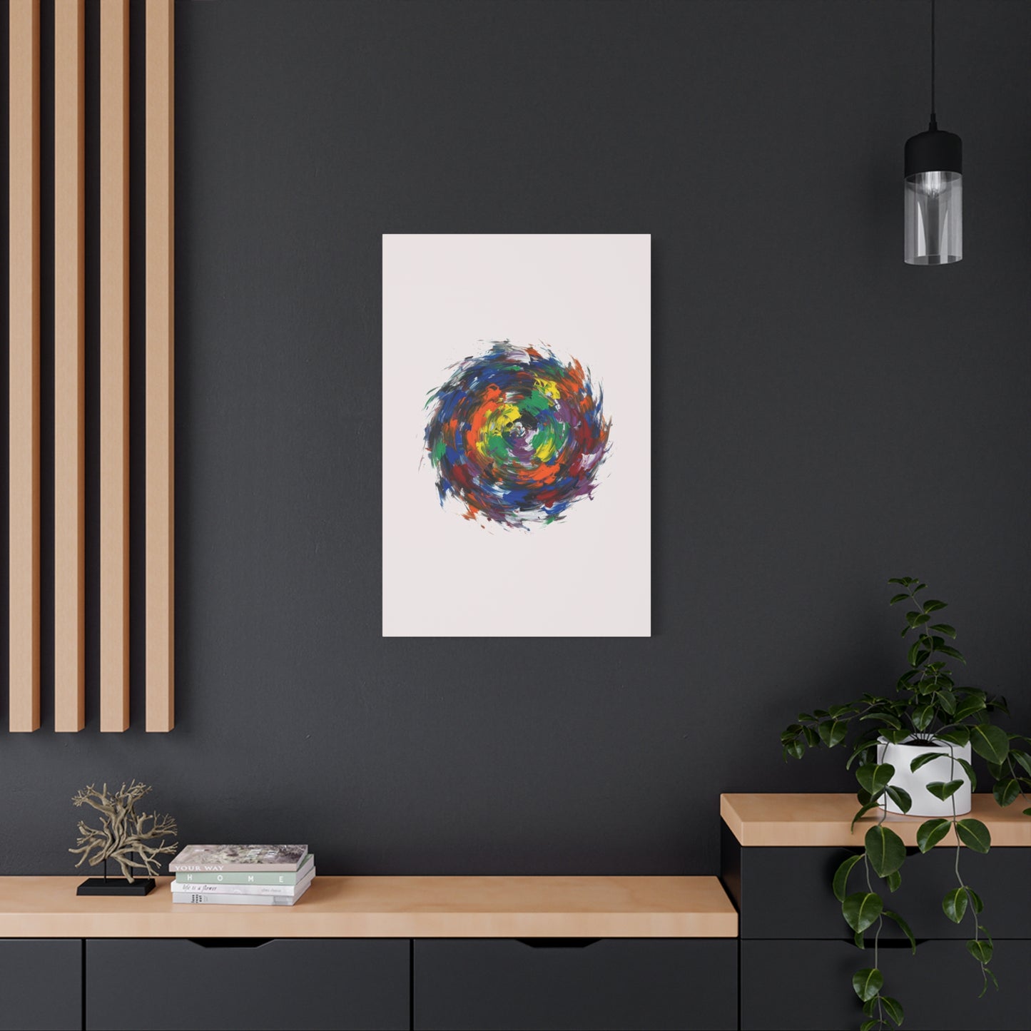 Abstract Color Swirl Canvas - Vibrant Circular Brushstroke Wall Art (Matte Stretched)