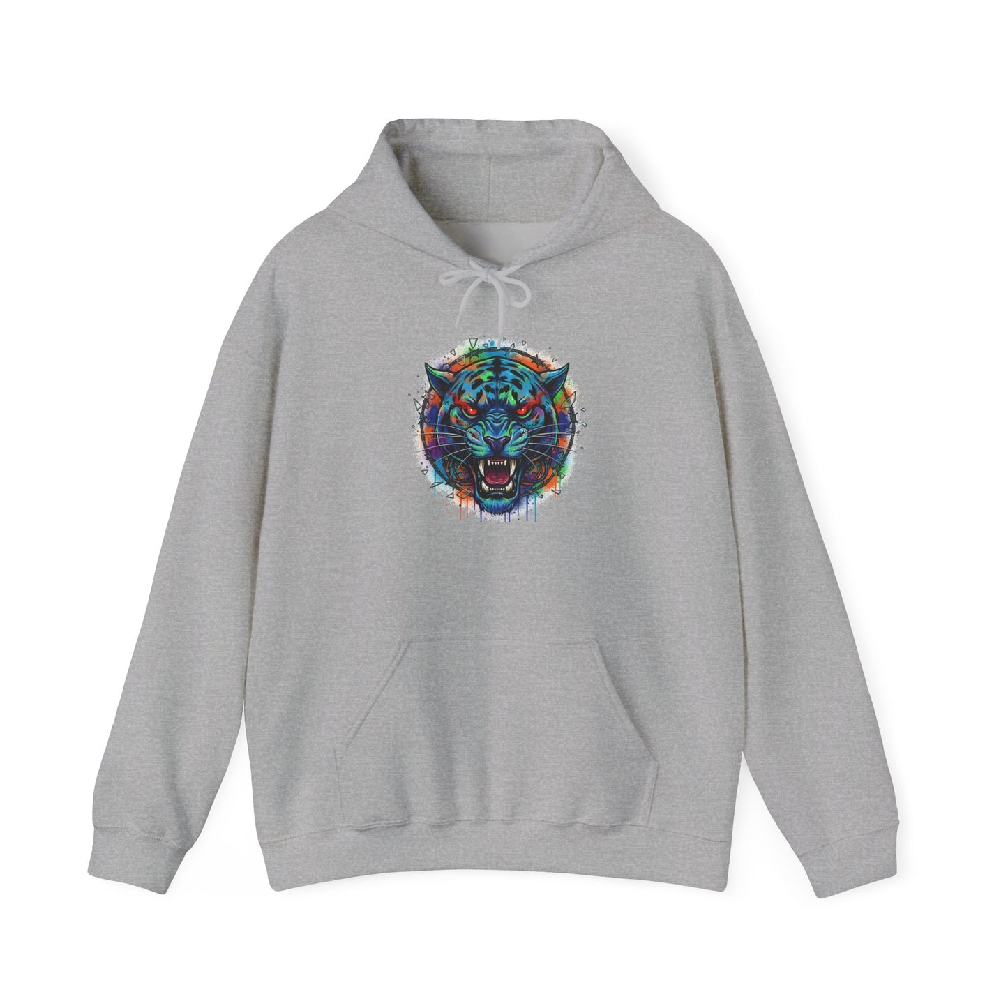 Wolf Head Hoodie — Vibrant Tribal Neon Wolf Sweatshirt