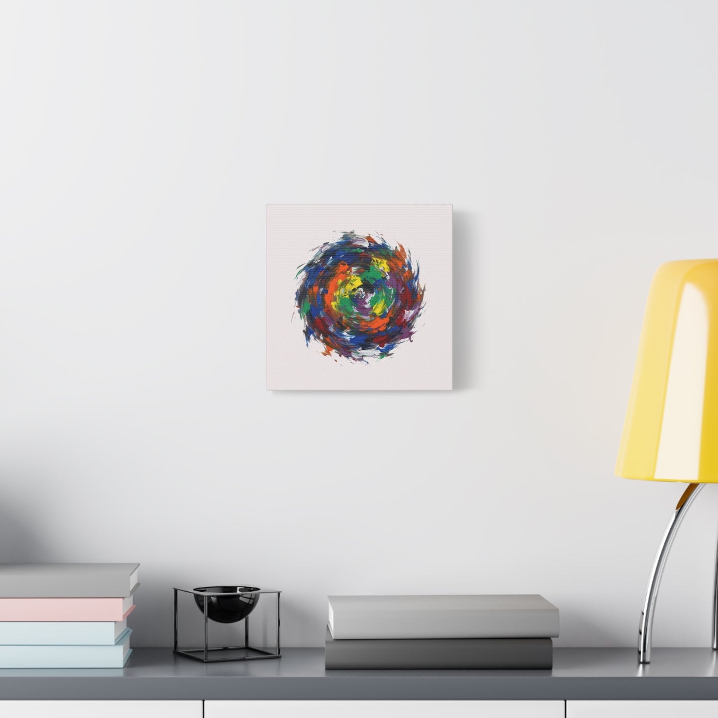 Abstract Color Swirl Canvas - Vibrant Circular Brushstroke Wall Art (Matte Stretched)