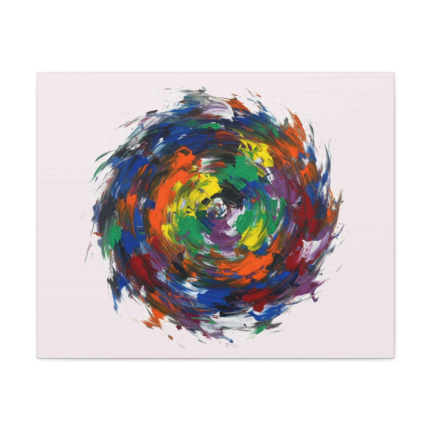 Abstract Color Swirl Canvas - Vibrant Circular Brushstroke Wall Art (Matte Stretched)