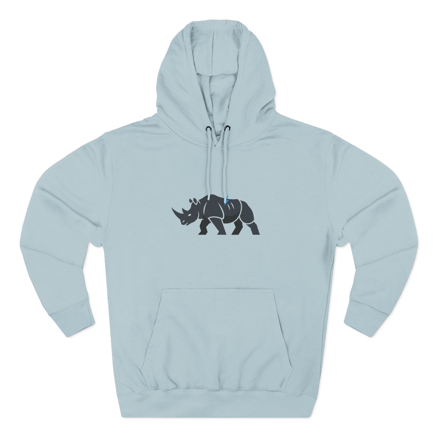 Rhino Silhouette Hoodie — Minimalist Three-Panel Rhino Graphic Sweatshirt