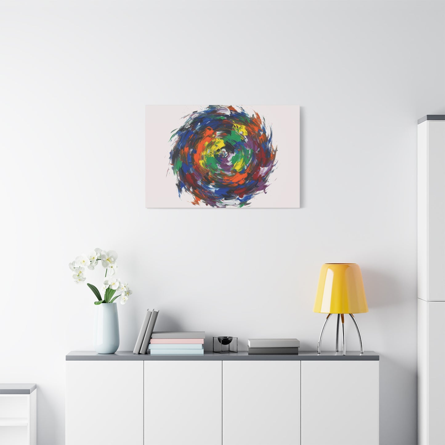 Abstract Color Swirl Canvas - Vibrant Circular Brushstroke Wall Art (Matte Stretched)