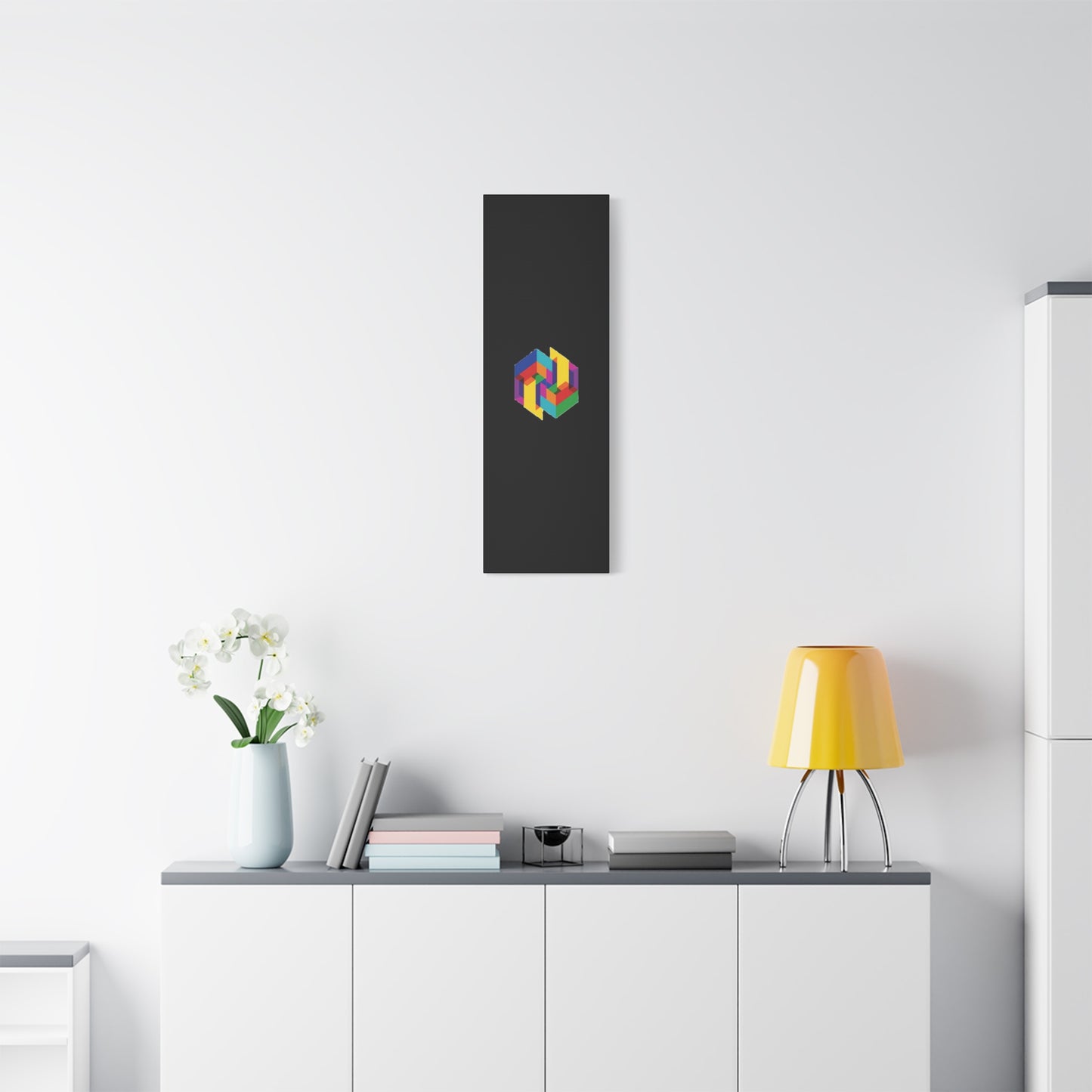 Colorful Geometric Cube Canvas Print — Modern Abstract Wall Art