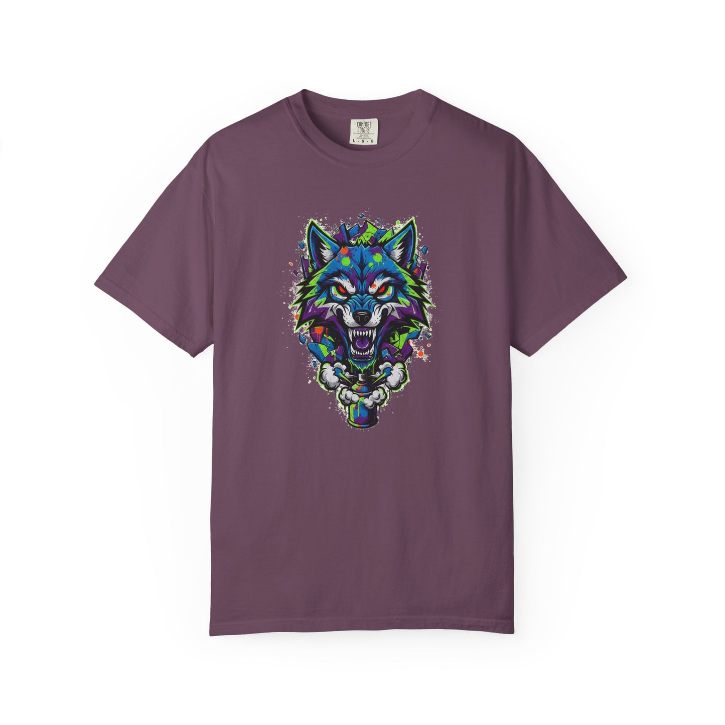 Colorful Geometric Wolf T-Shirt — Vibrant Tribal Wolf Graphic Tee
