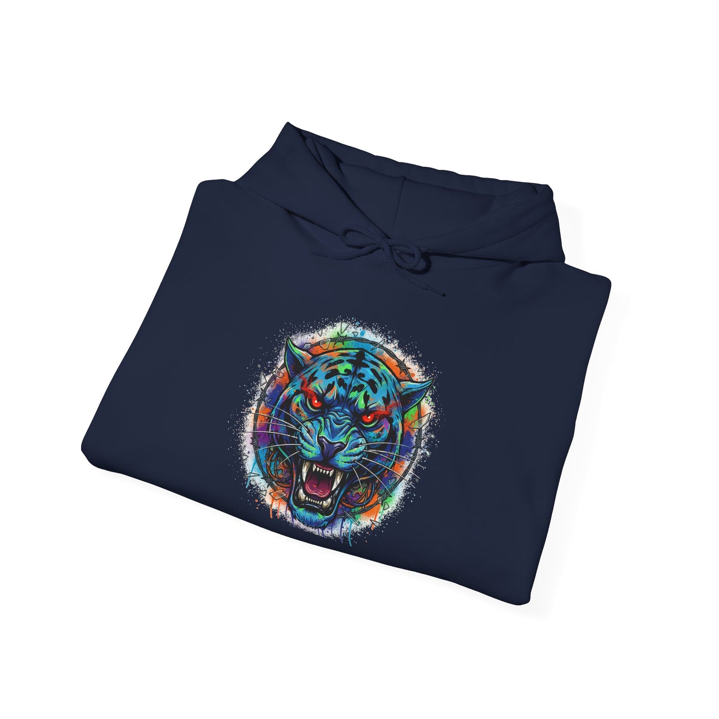Wolf Head Hoodie — Vibrant Tribal Neon Wolf Sweatshirt