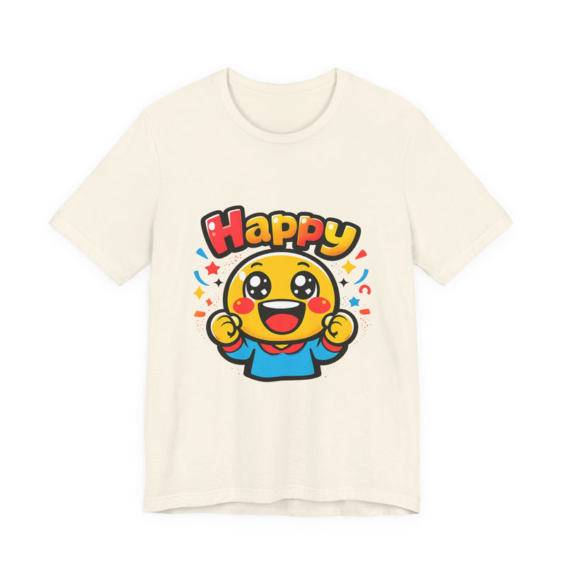 Happy Mood Face T-Shirt | kawaii minimal emoji cartoon, thick outline