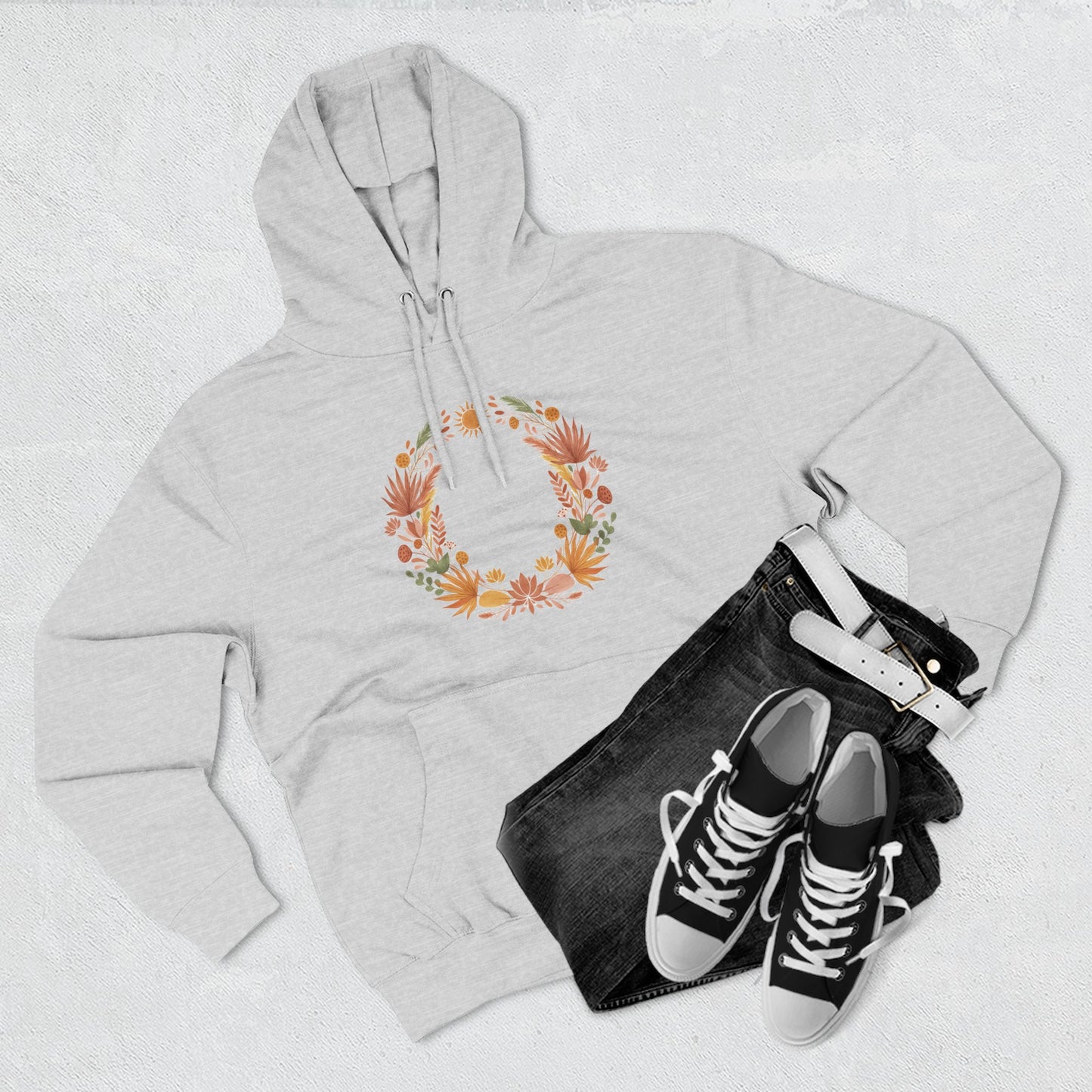 Floral Wreath Hoodie — Autumn Botanical Pullover