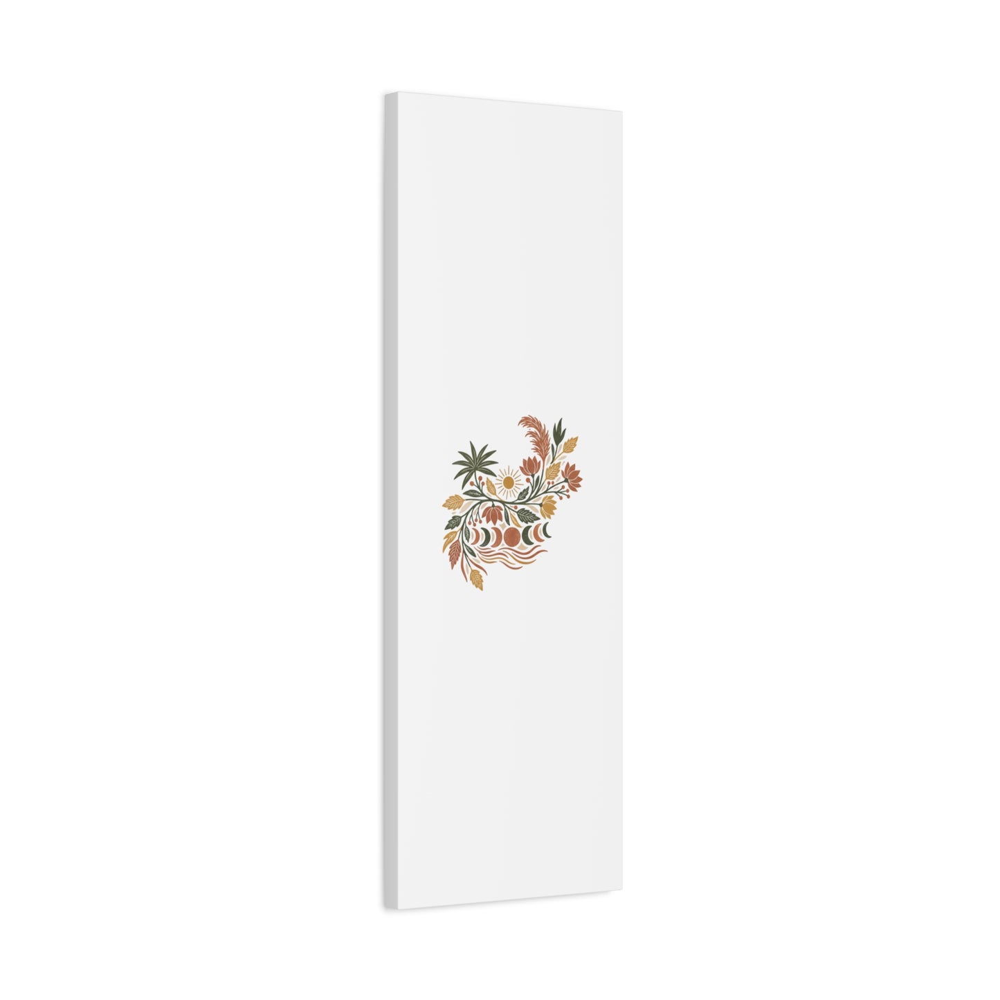 Boho Floral Moon Phase Canvas Print — Matte Stretched Wall Art