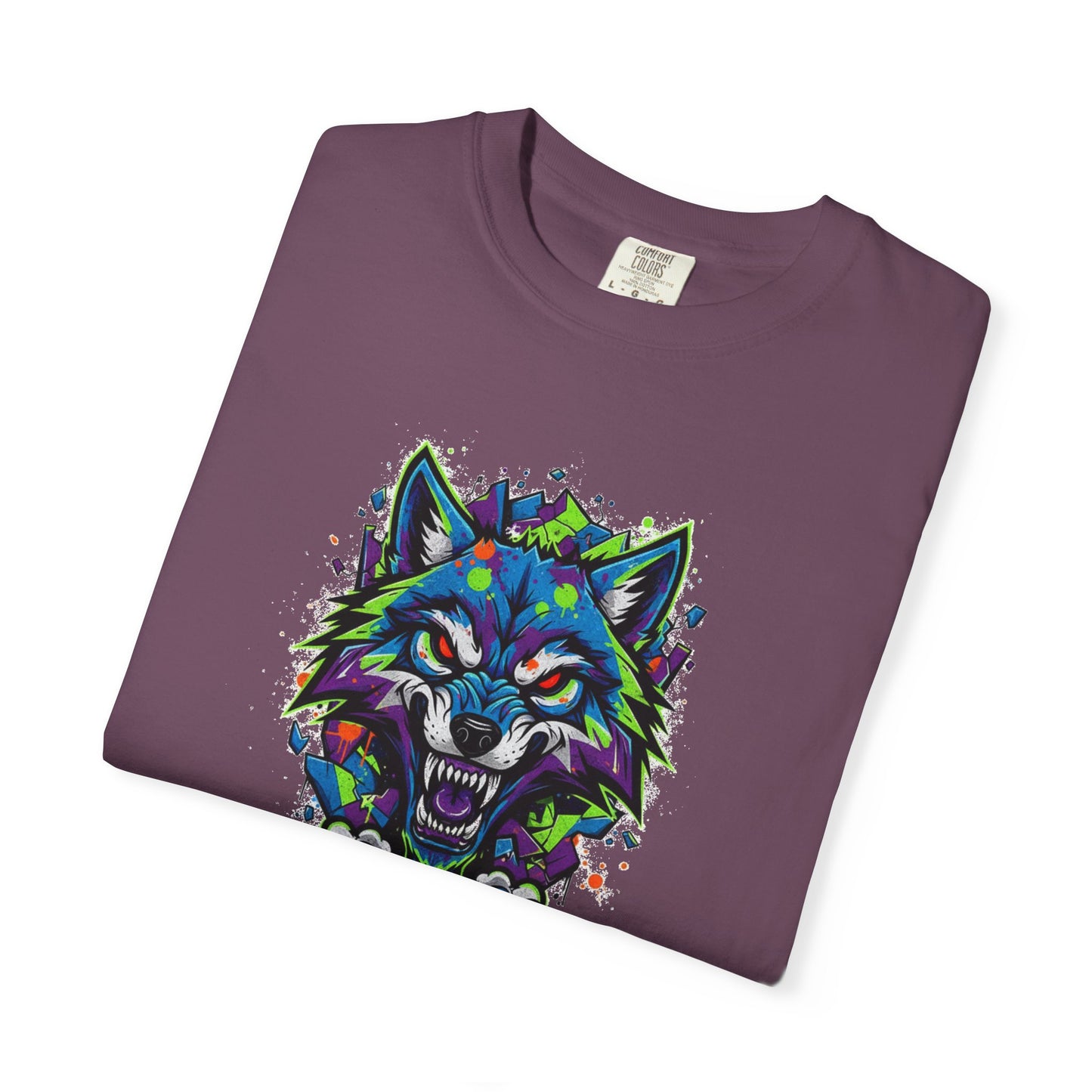 Colorful Geometric Wolf T-Shirt — Vibrant Tribal Wolf Graphic Tee