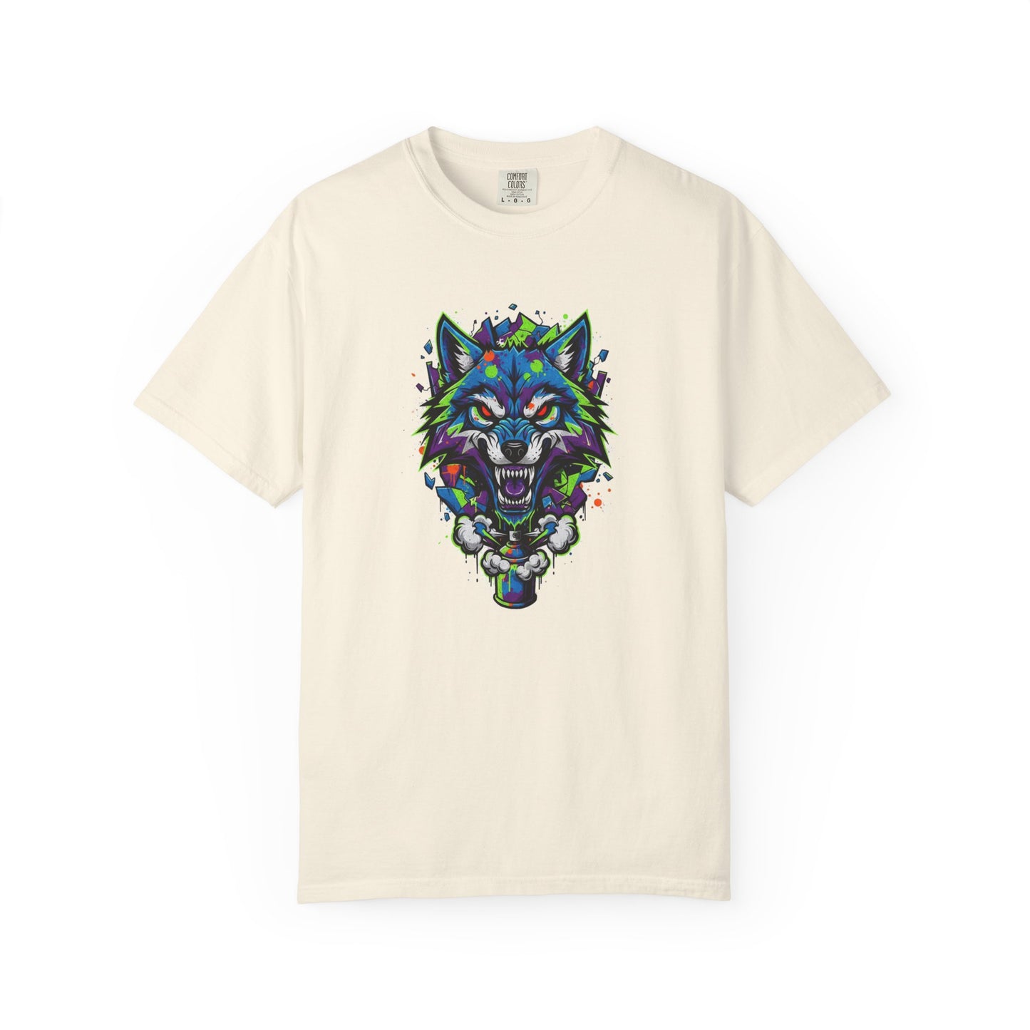 Colorful Geometric Wolf T-Shirt — Vibrant Tribal Wolf Graphic Tee