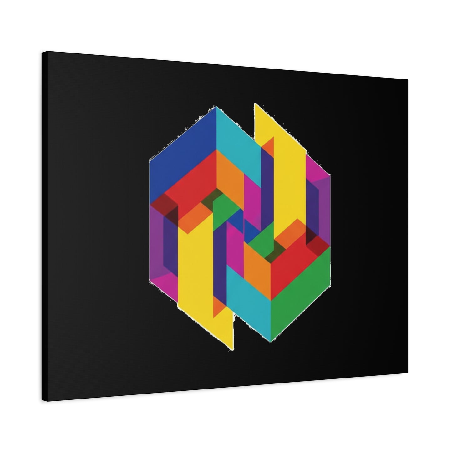 Colorful Geometric Cube Canvas Print — Modern Abstract Wall Art