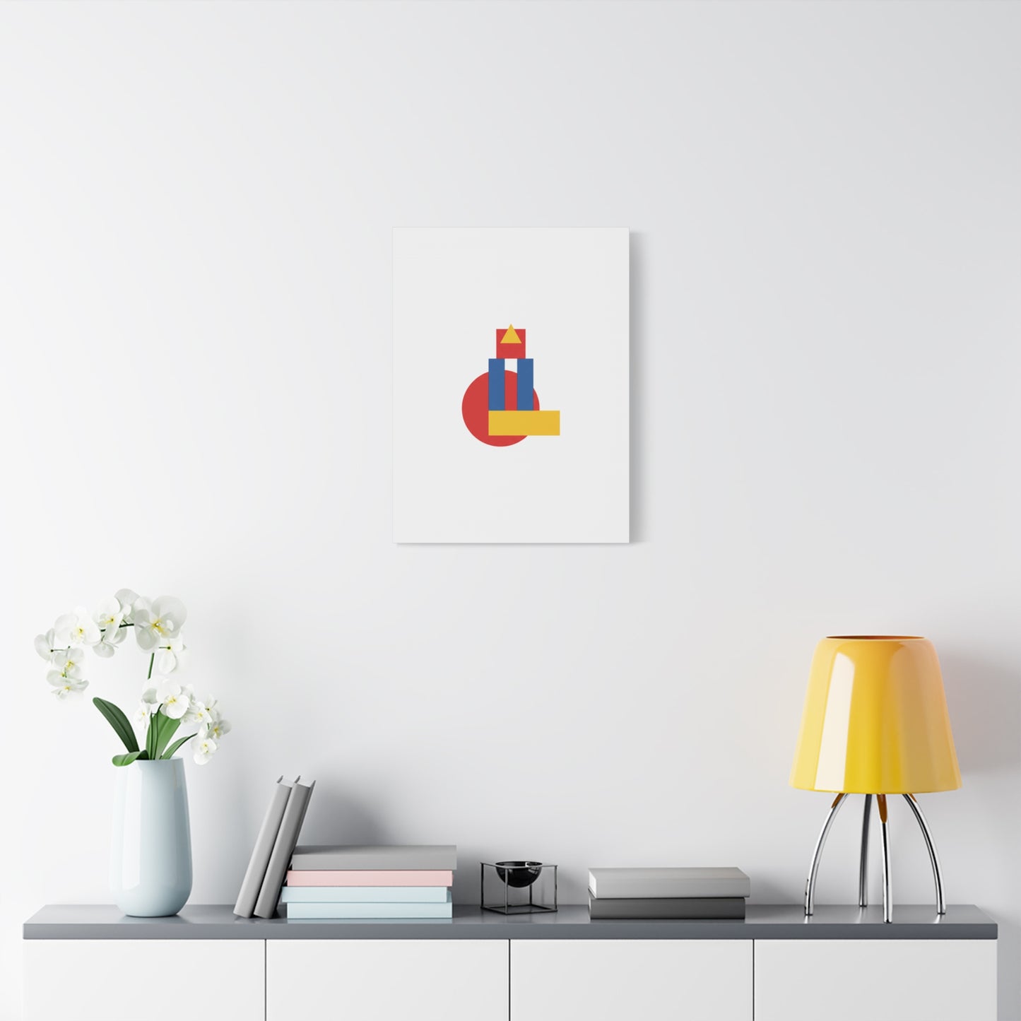 Abstract Geometric Shape Canvas Print — Minimalist Primary Color Wall Art