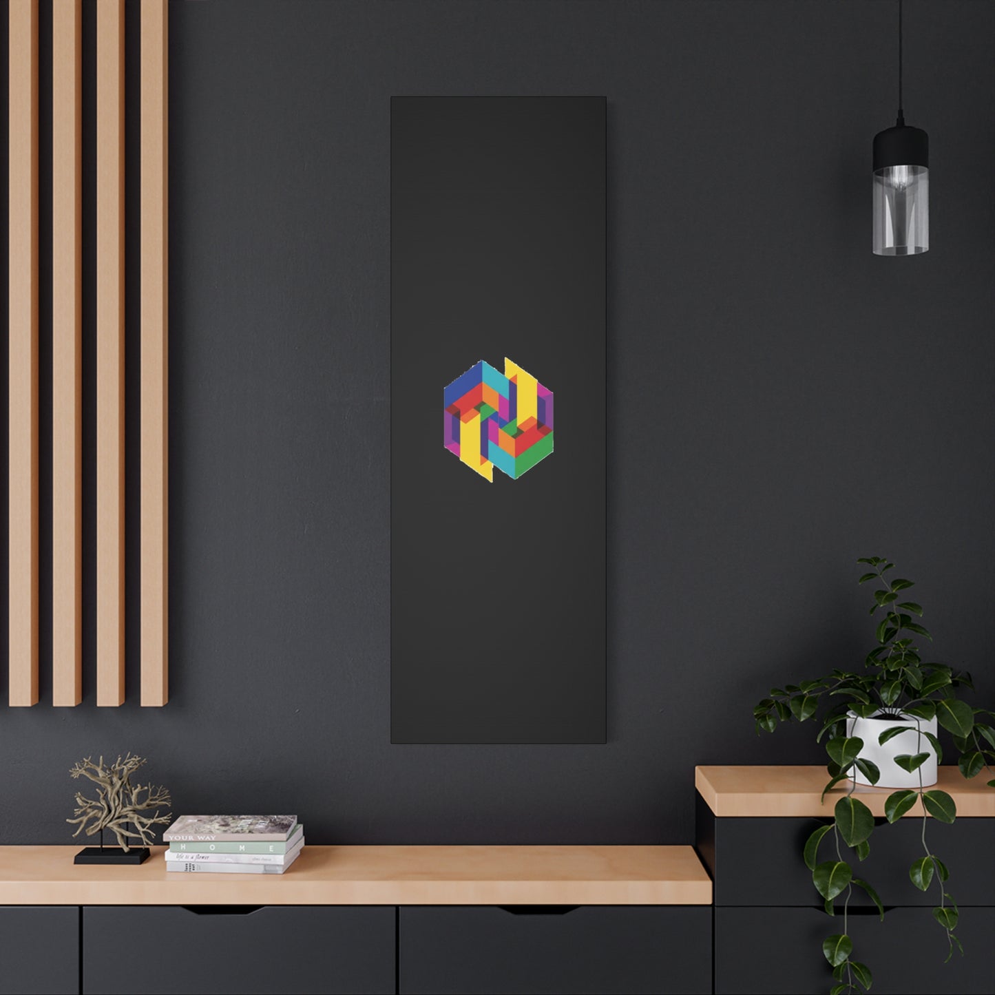 Colorful Geometric Cube Canvas Print — Modern Abstract Wall Art