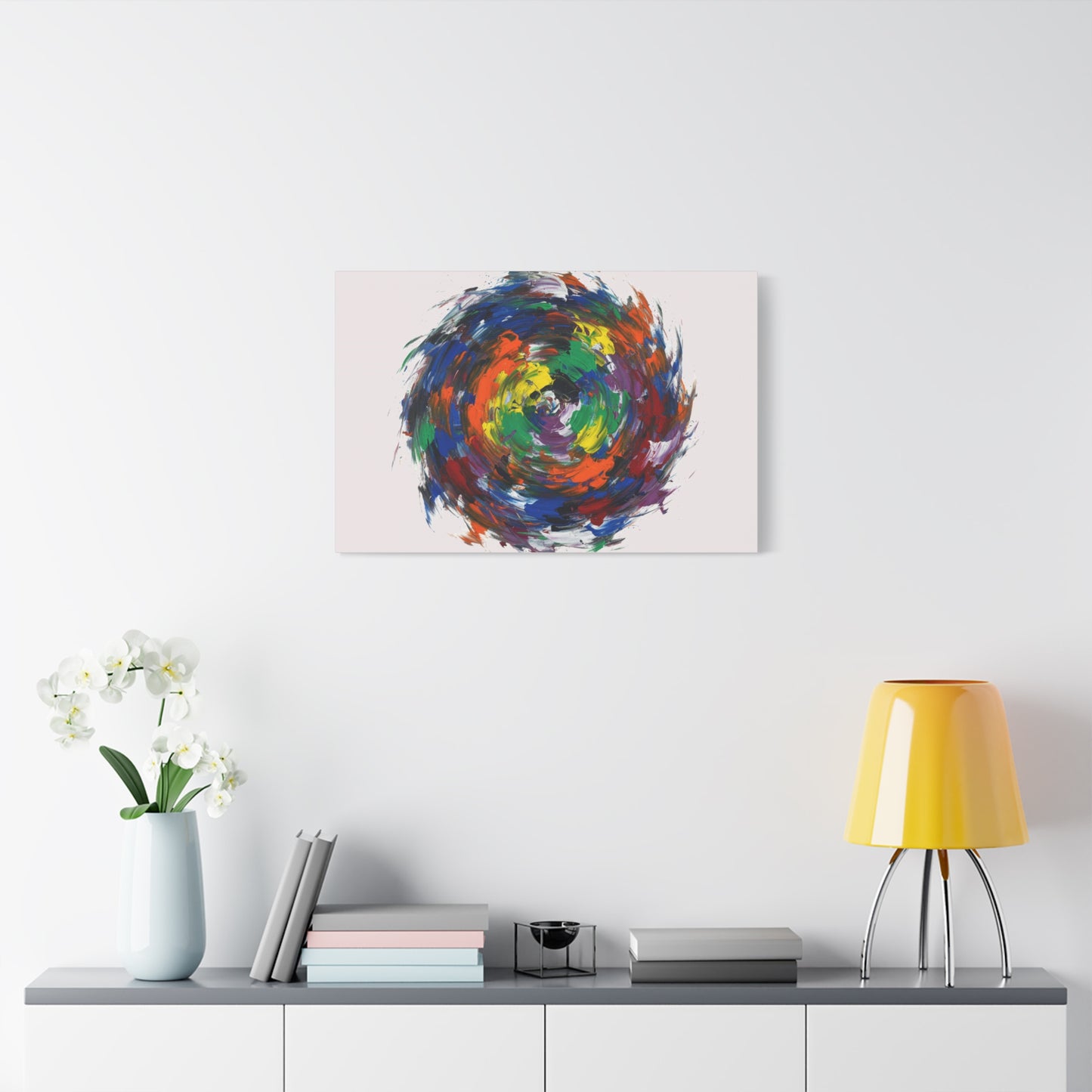 Abstract Color Swirl Canvas - Vibrant Circular Brushstroke Wall Art (Matte Stretched)