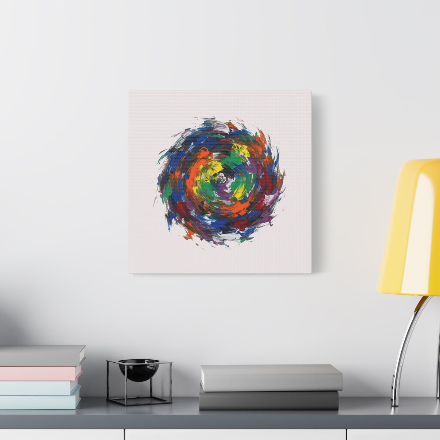 Abstract Color Swirl Canvas - Vibrant Circular Brushstroke Wall Art (Matte Stretched)