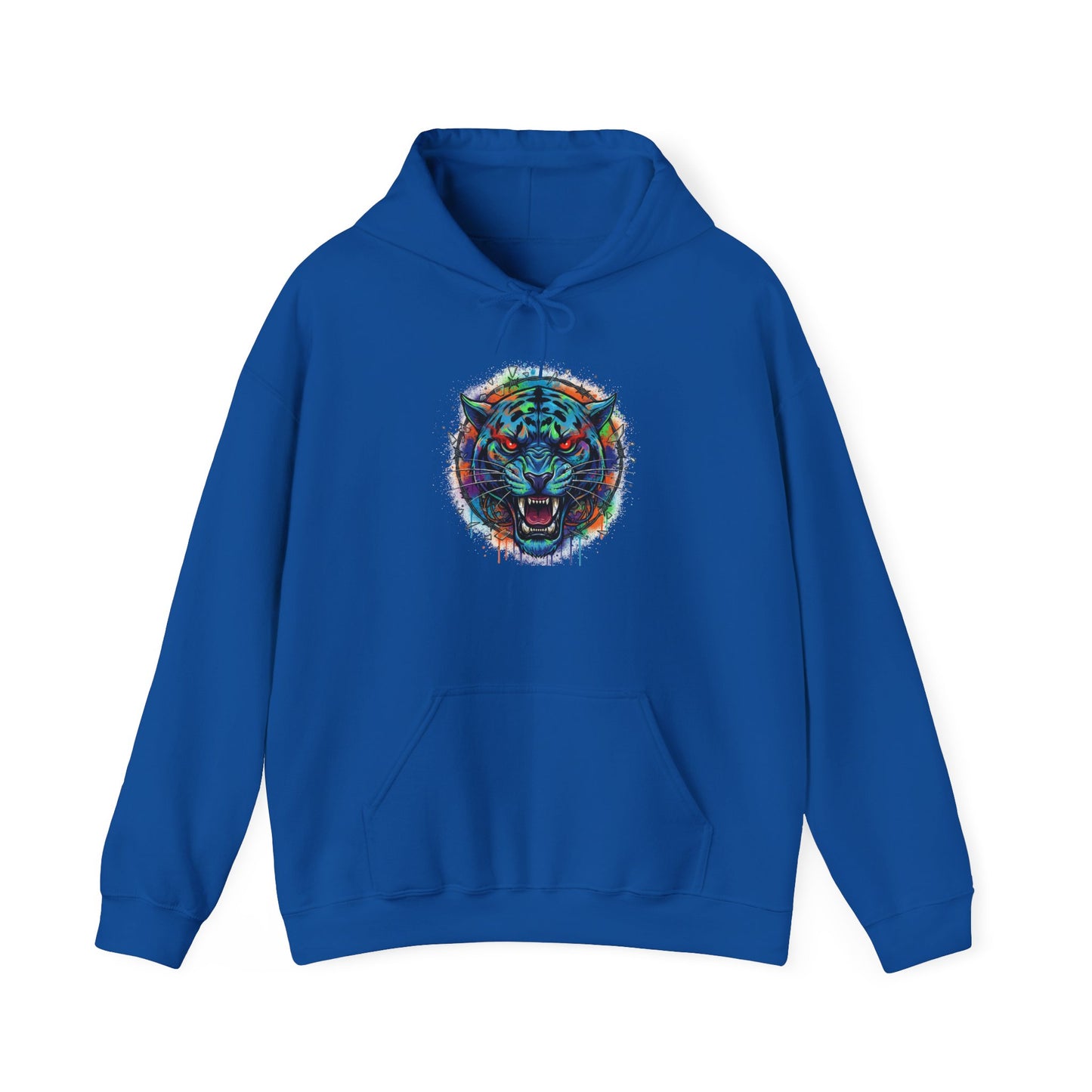 Wolf Head Hoodie — Vibrant Tribal Neon Wolf Sweatshirt