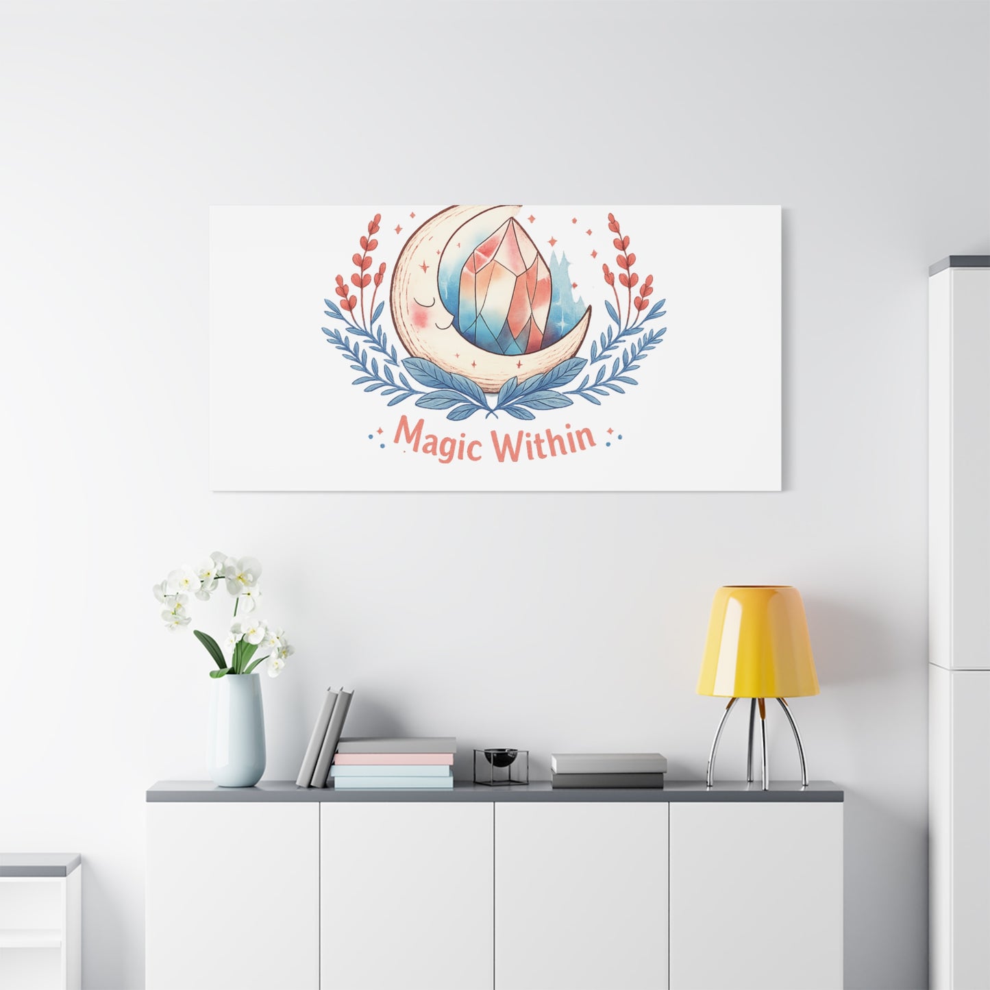 Magic Within Moon Crystal Canvas | witchcore, moon phase, crystals
