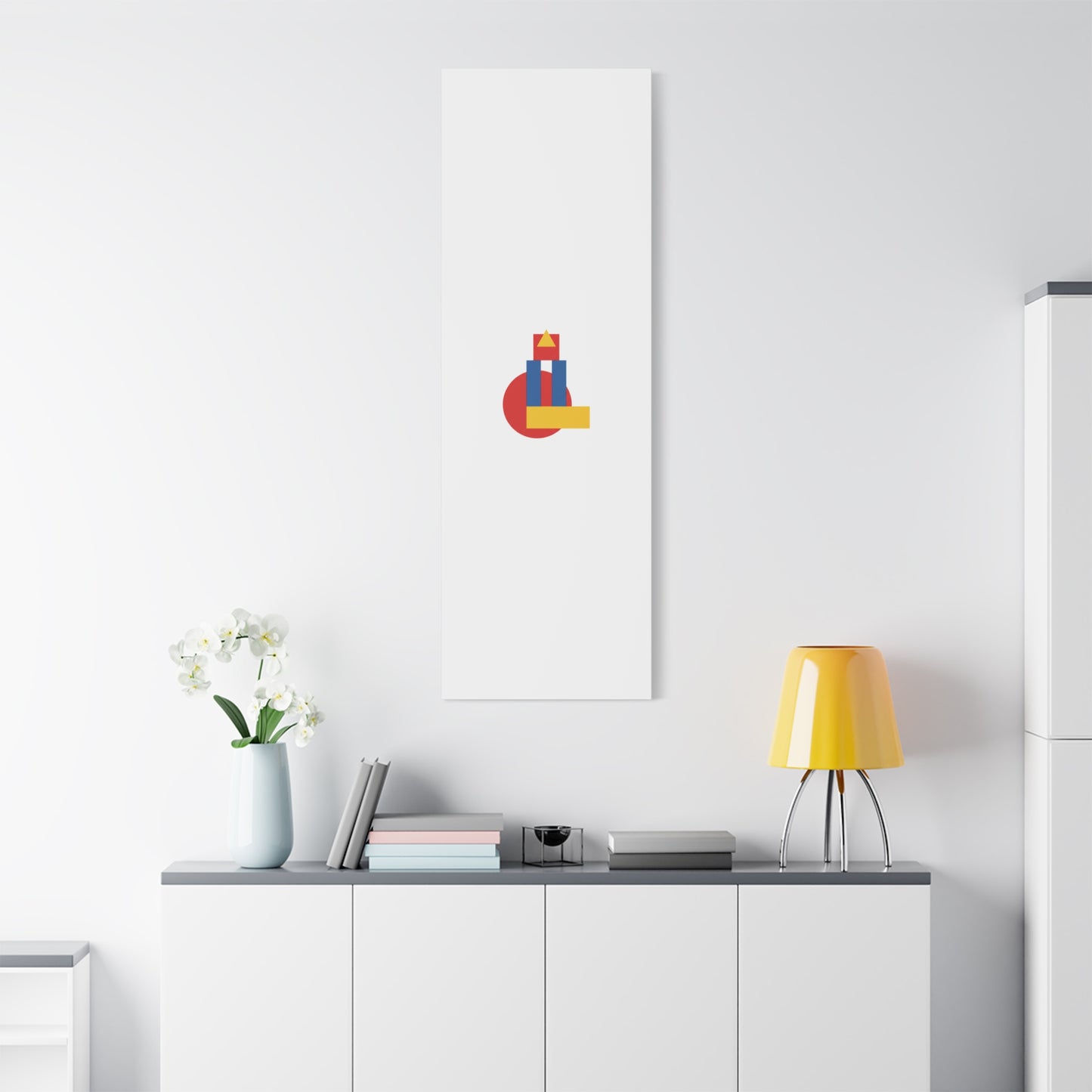 Abstract Geometric Shape Canvas Print — Minimalist Primary Color Wall Art