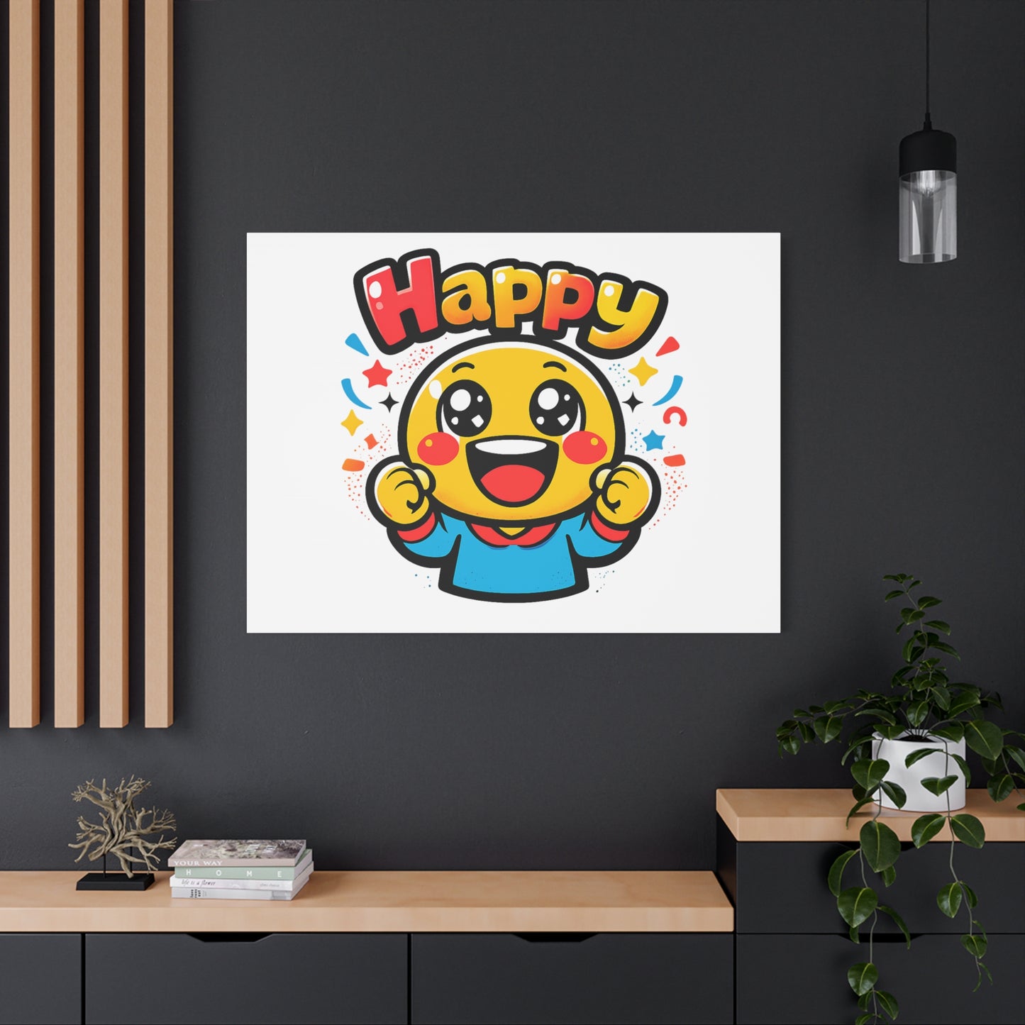 Happy Emoji Cartoon Canvas | Bold Cartoon, Thick Outline, Kawaii Minimal