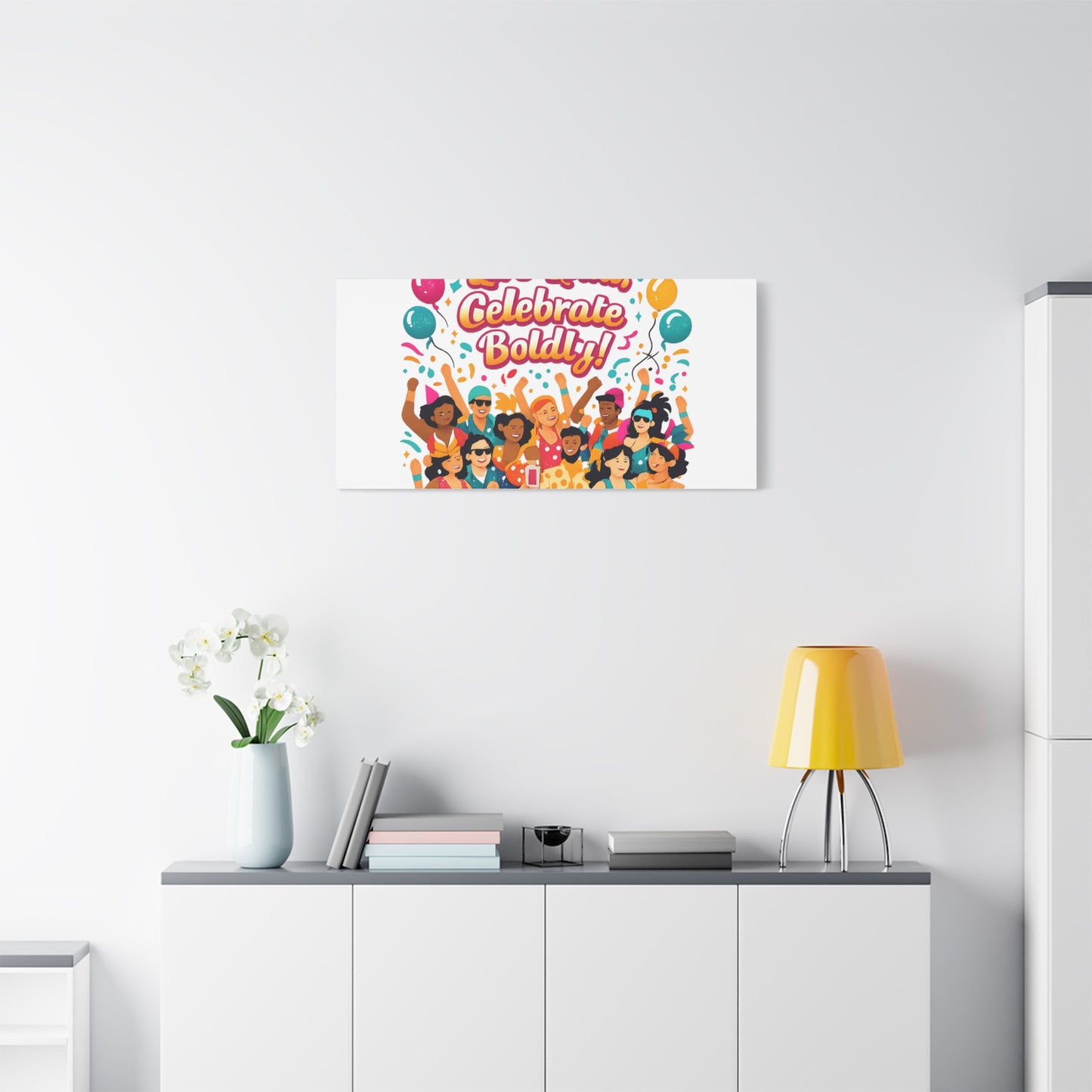 Live Loud Celebrate Boldly Canvas | Carnival Fiesta Confetti, Neon brights