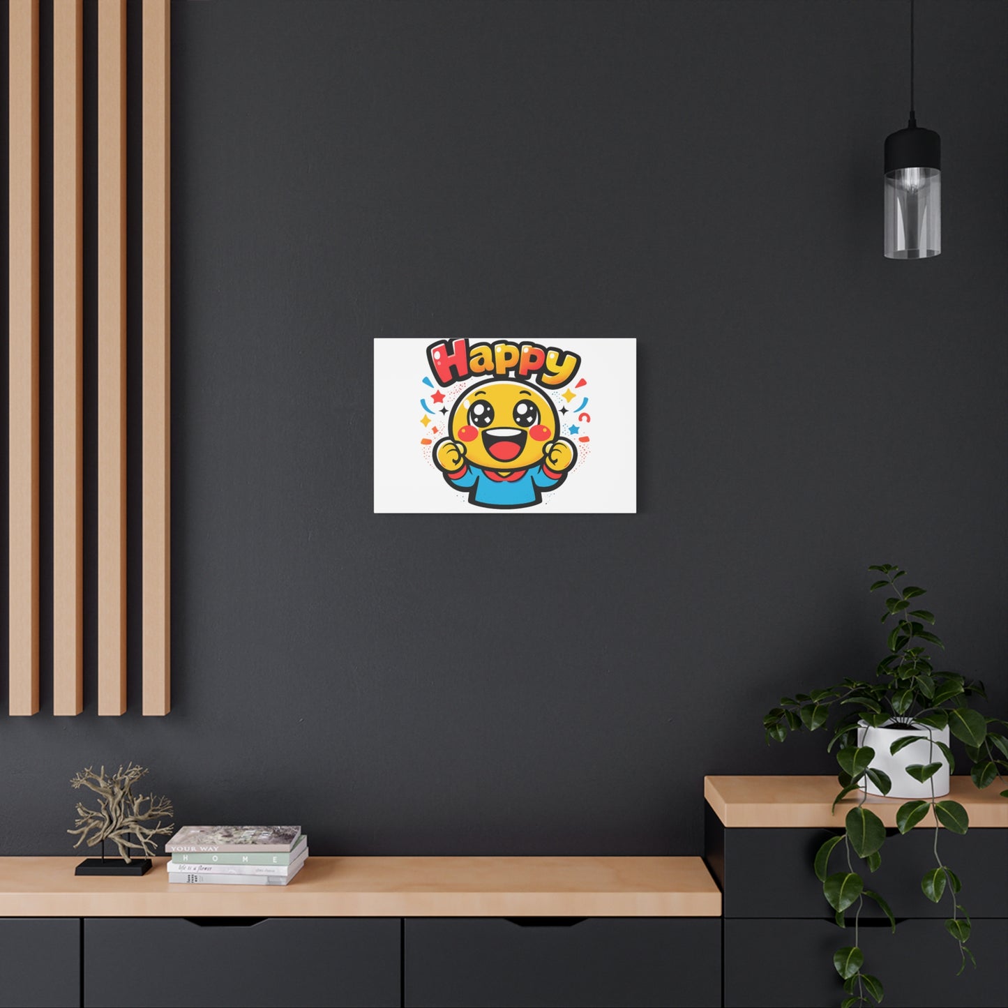 Happy Emoji Cartoon Canvas | Bold Cartoon, Thick Outline, Kawaii Minimal