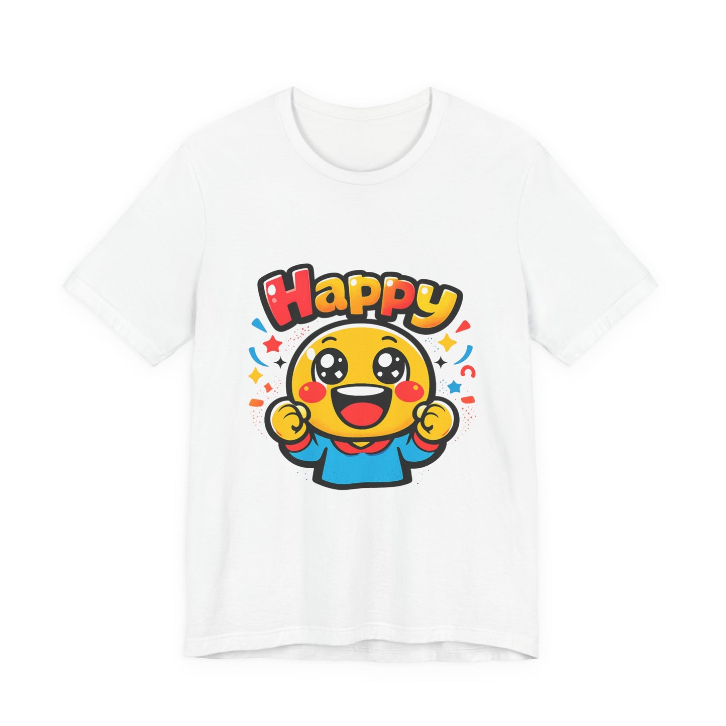 Happy Mood Face T-Shirt | kawaii minimal emoji cartoon, thick outline