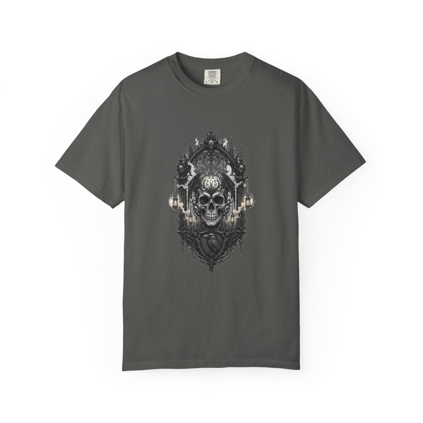 Skull Cathedral T-Shirt — Gothic Skull & Candle Graphic Tee