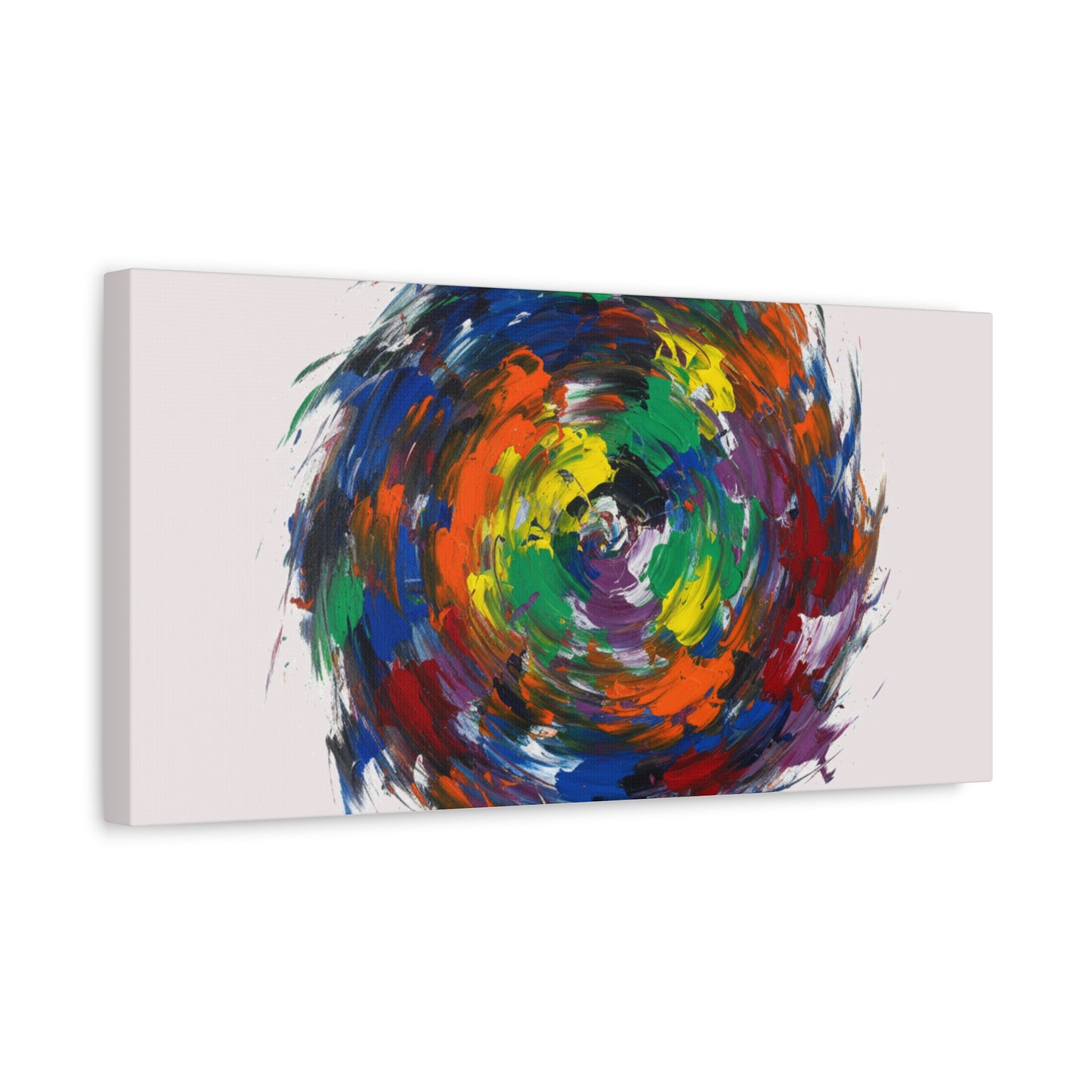Abstract Color Swirl Canvas - Vibrant Circular Brushstroke Wall Art (Matte Stretched)
