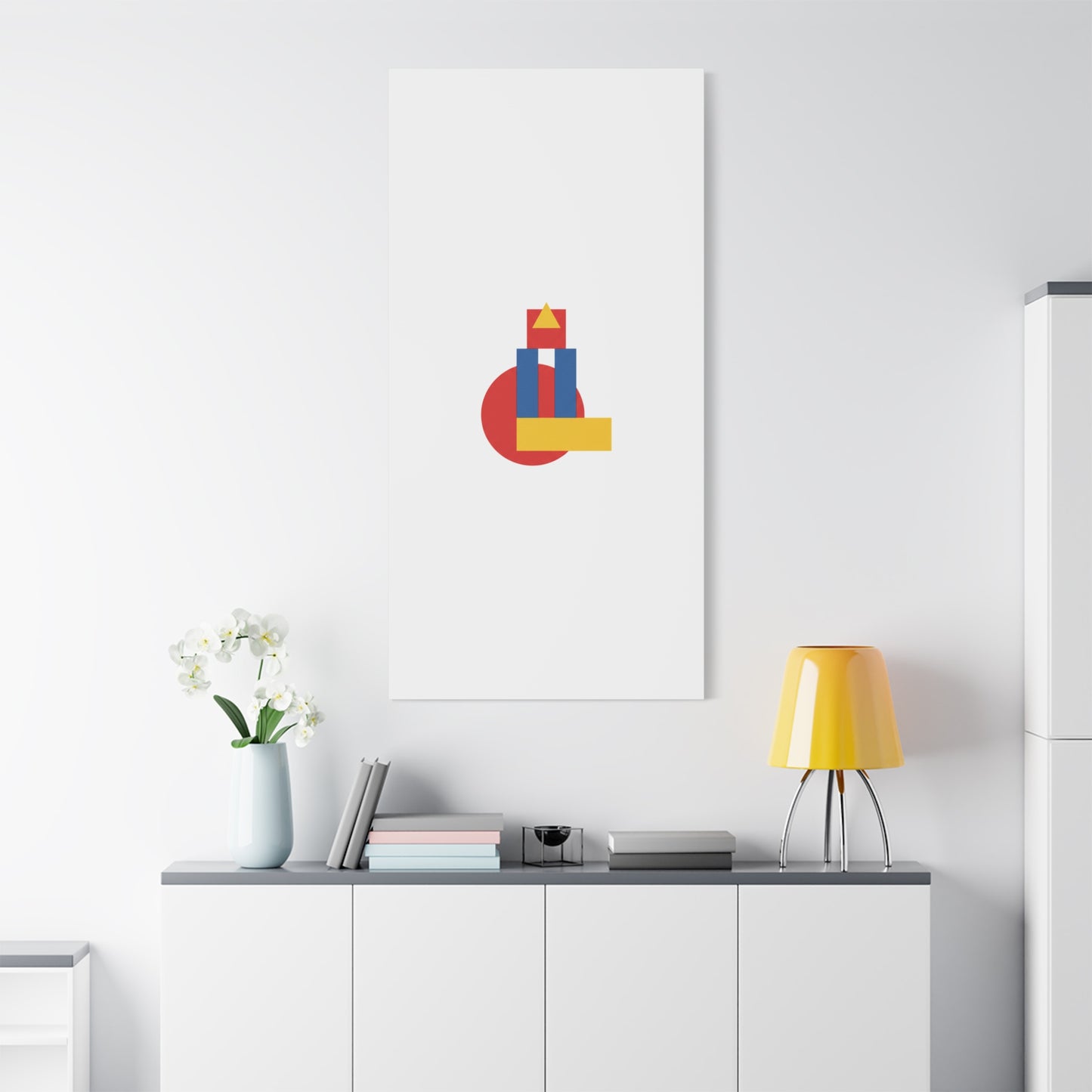 Abstract Geometric Shape Canvas Print — Minimalist Primary Color Wall Art