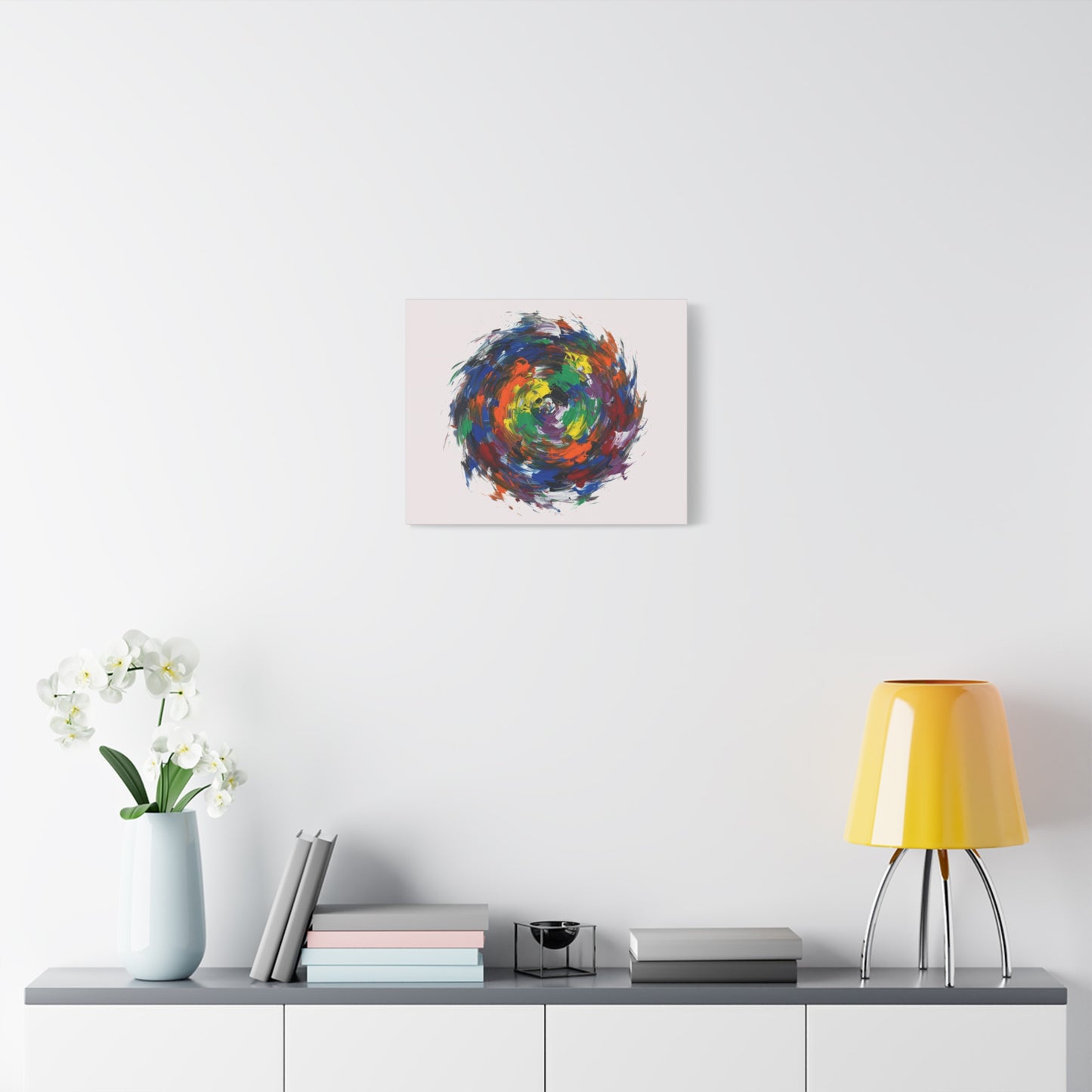 Abstract Color Swirl Canvas - Vibrant Circular Brushstroke Wall Art (Matte Stretched)