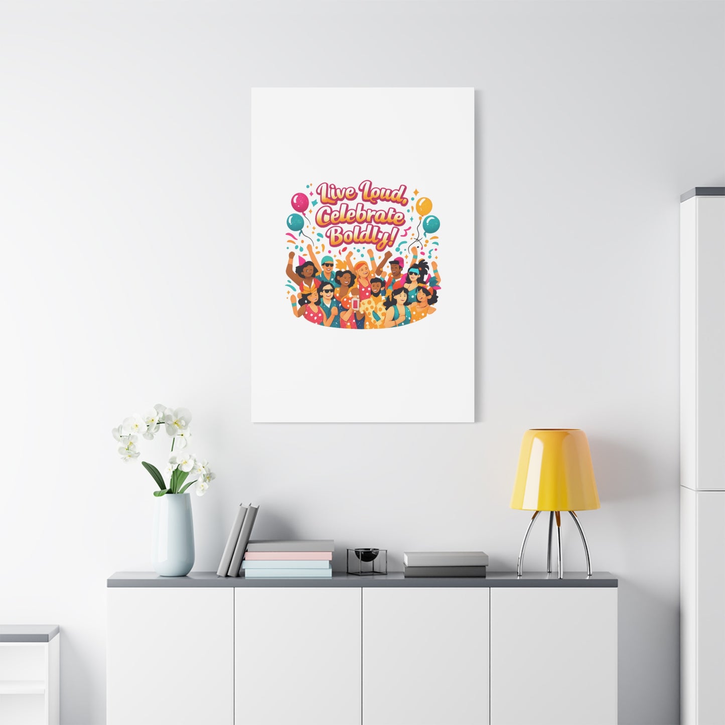 Live Loud Celebrate Boldly Canvas | Carnival Fiesta Confetti, Neon brights
