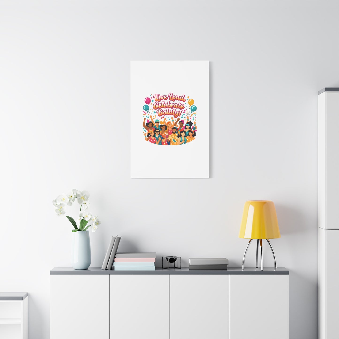 Live Loud Celebrate Boldly Canvas | Carnival Fiesta Confetti, Neon brights