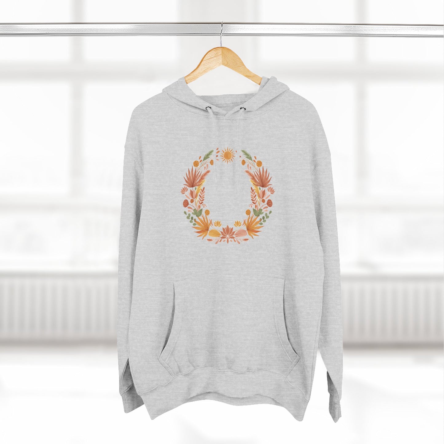 Floral Wreath Hoodie — Autumn Botanical Pullover