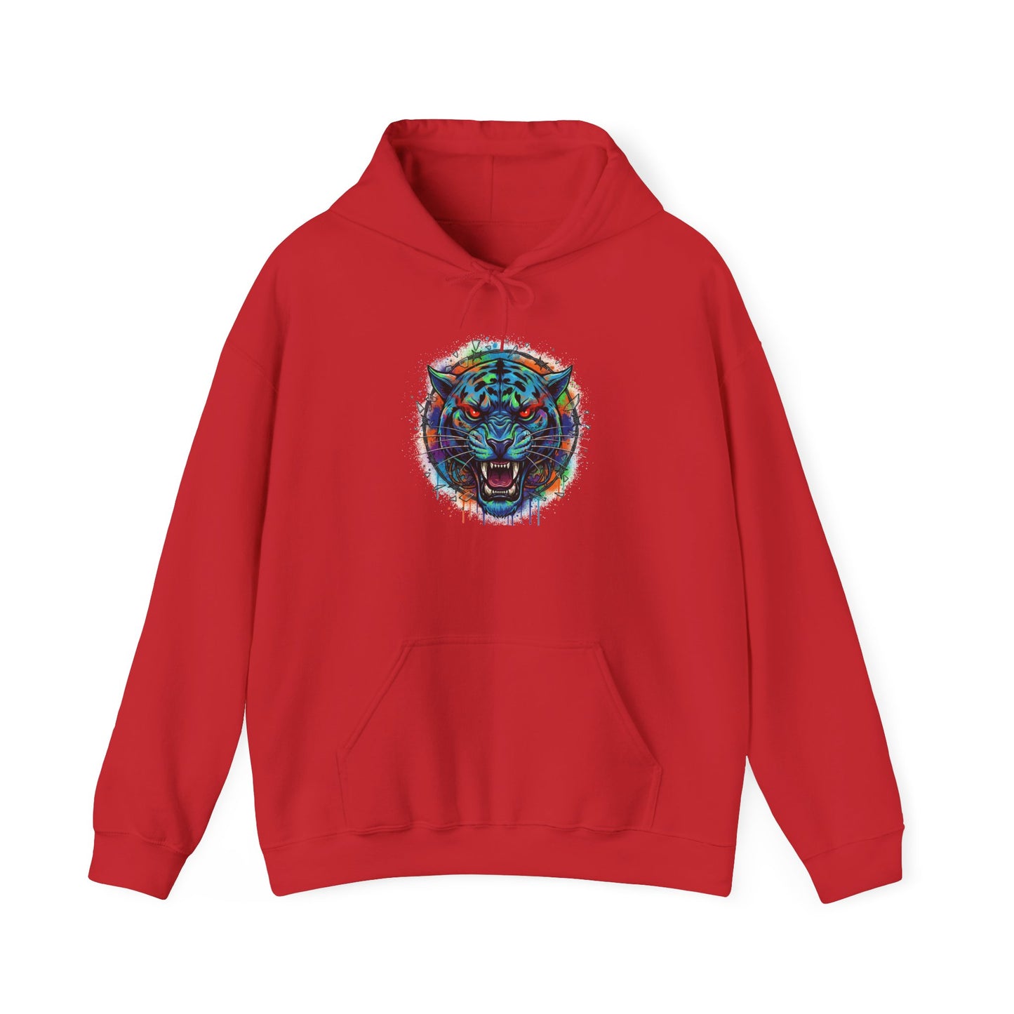 Wolf Head Hoodie — Vibrant Tribal Neon Wolf Sweatshirt