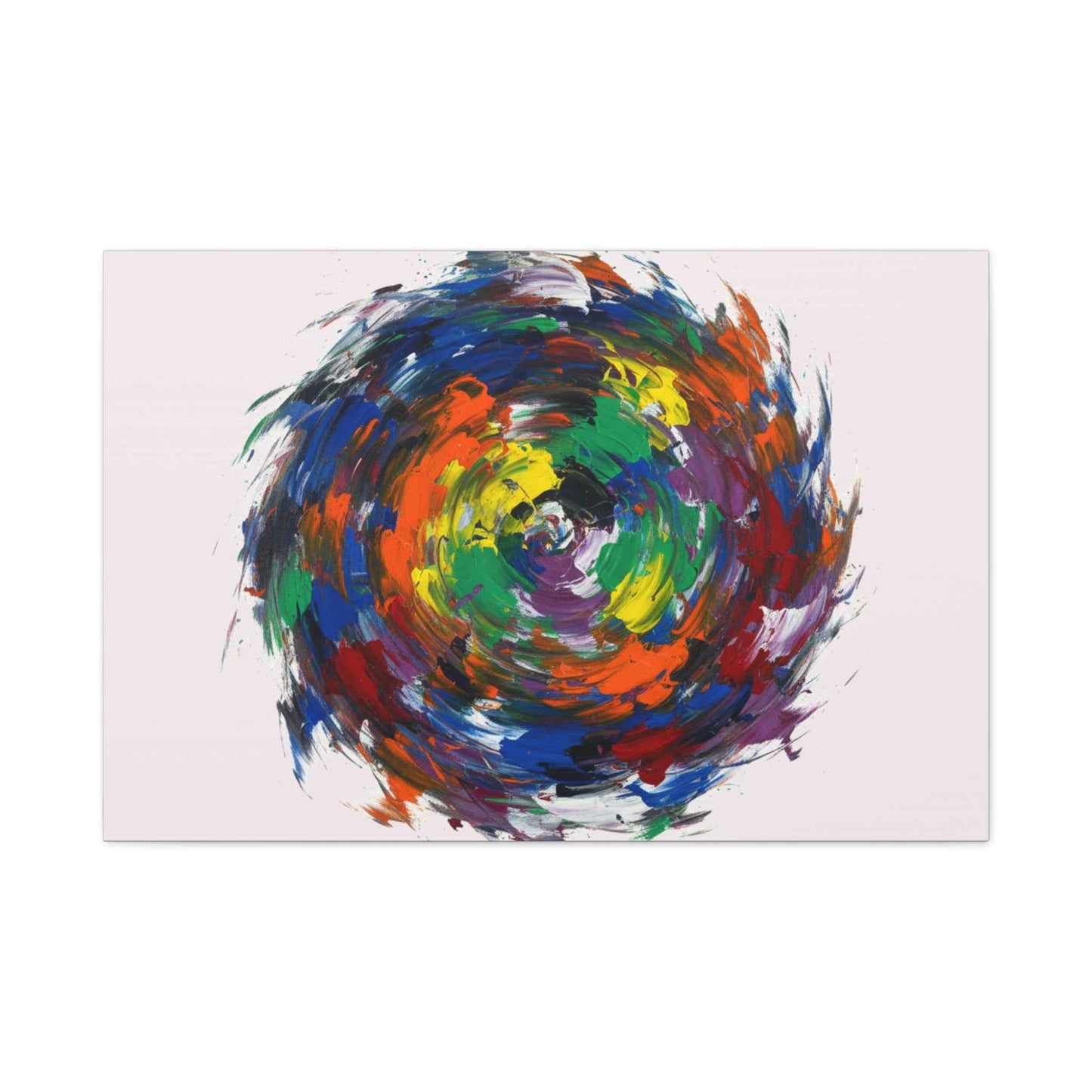 Abstract Color Swirl Canvas - Vibrant Circular Brushstroke Wall Art (Matte Stretched)