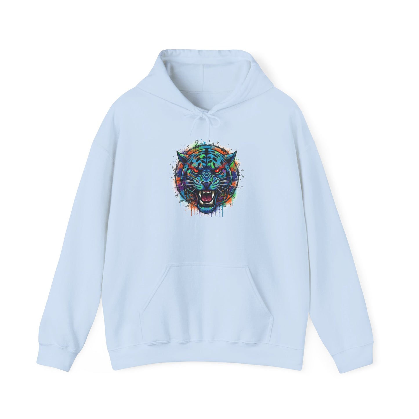 Wolf Head Hoodie — Vibrant Tribal Neon Wolf Sweatshirt