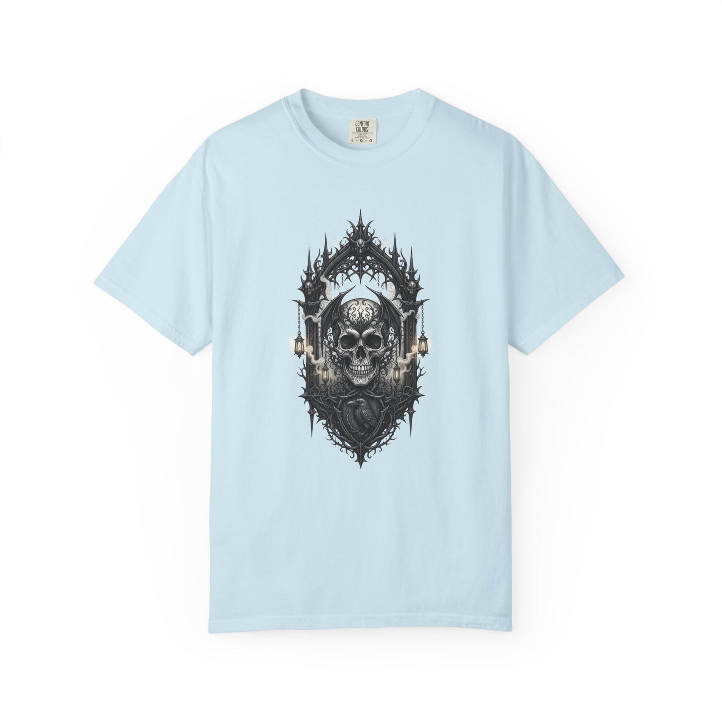 Skull Cathedral T-Shirt — Gothic Skull & Candle Graphic Tee