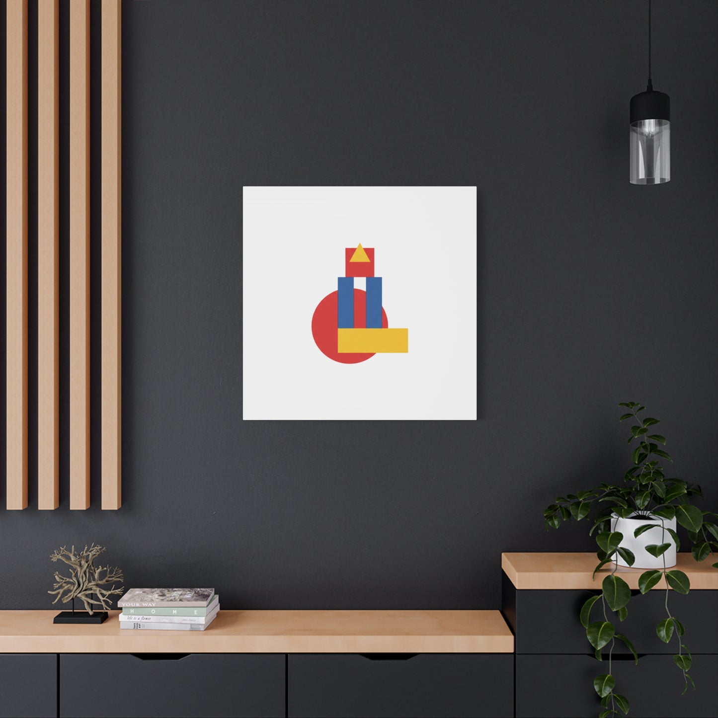 Abstract Geometric Shape Canvas Print — Minimalist Primary Color Wall Art