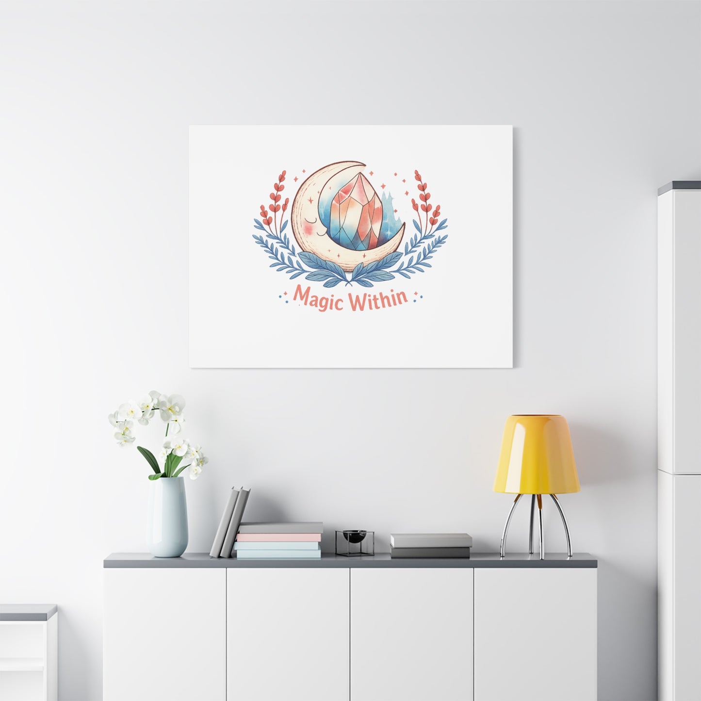 Magic Within Moon Crystal Canvas | witchcore, moon phase, crystals