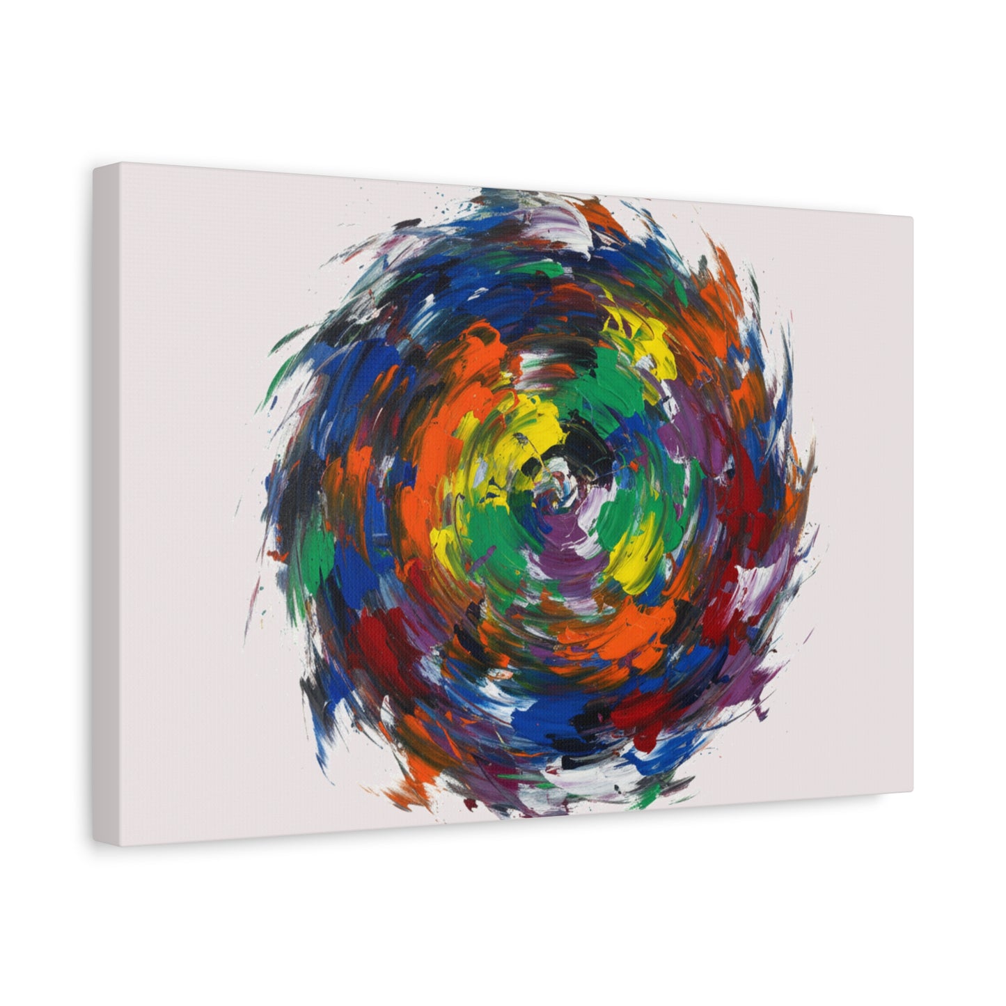 Abstract Color Swirl Canvas - Vibrant Circular Brushstroke Wall Art (Matte Stretched)