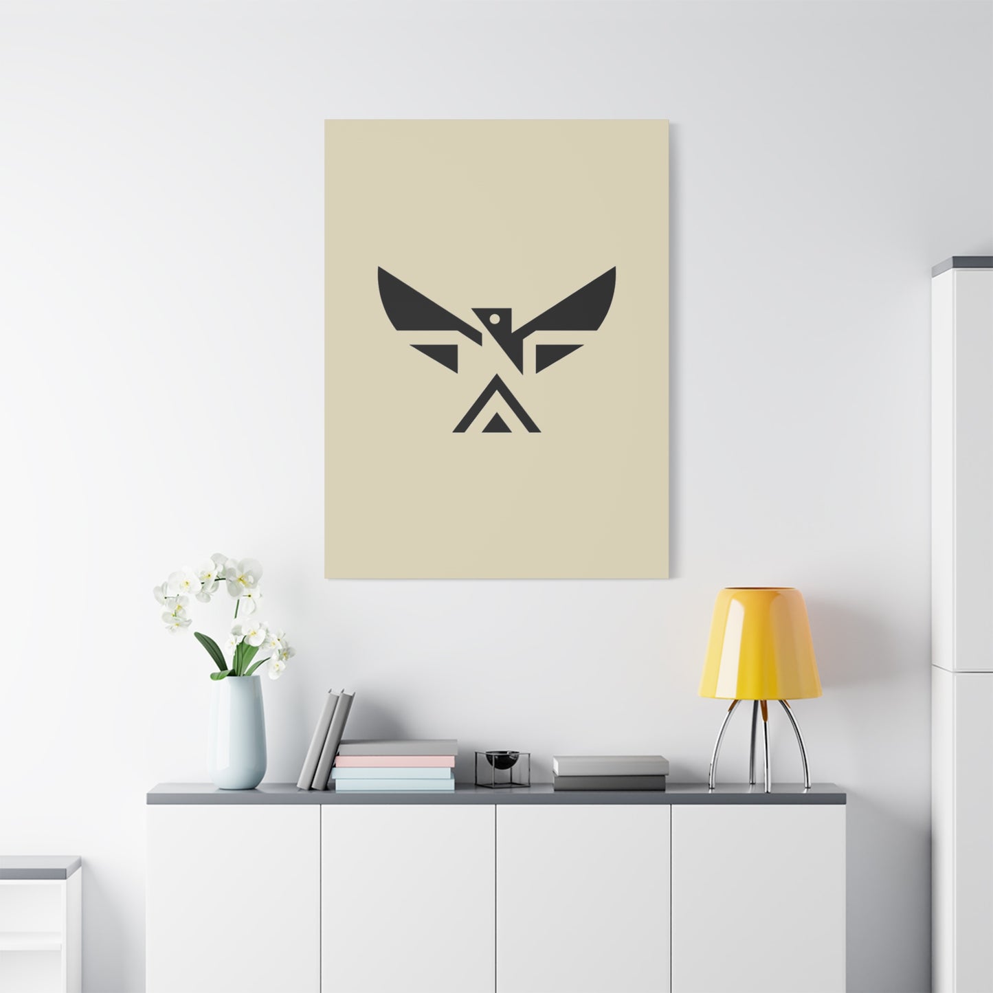 Minimalist Geometric Eagle Canvas Print — Modern Native-Inspired Wall Art