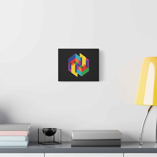 Colorful Geometric Cube Canvas Print — Modern Abstract Wall Art