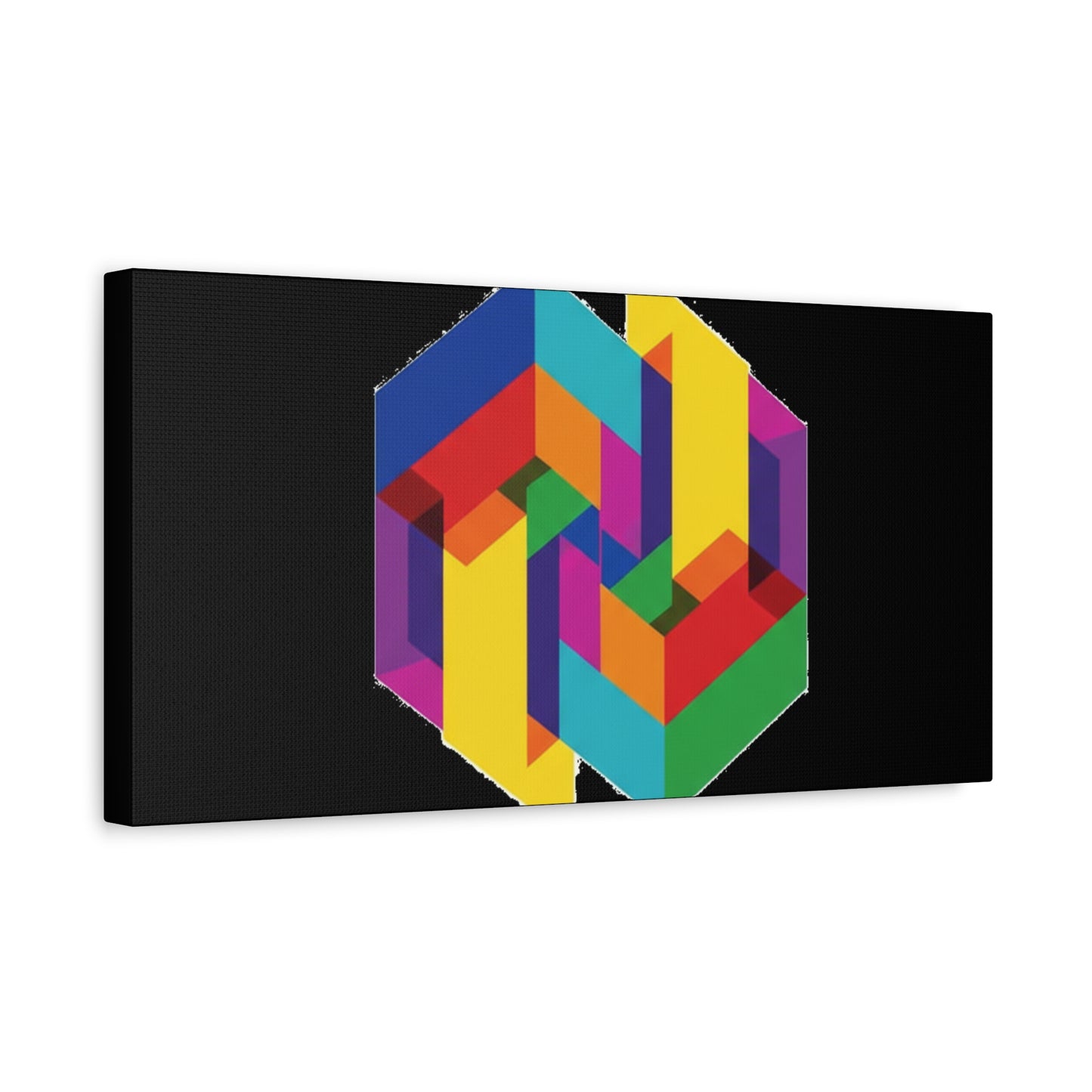 Colorful Geometric Cube Canvas Print — Modern Abstract Wall Art