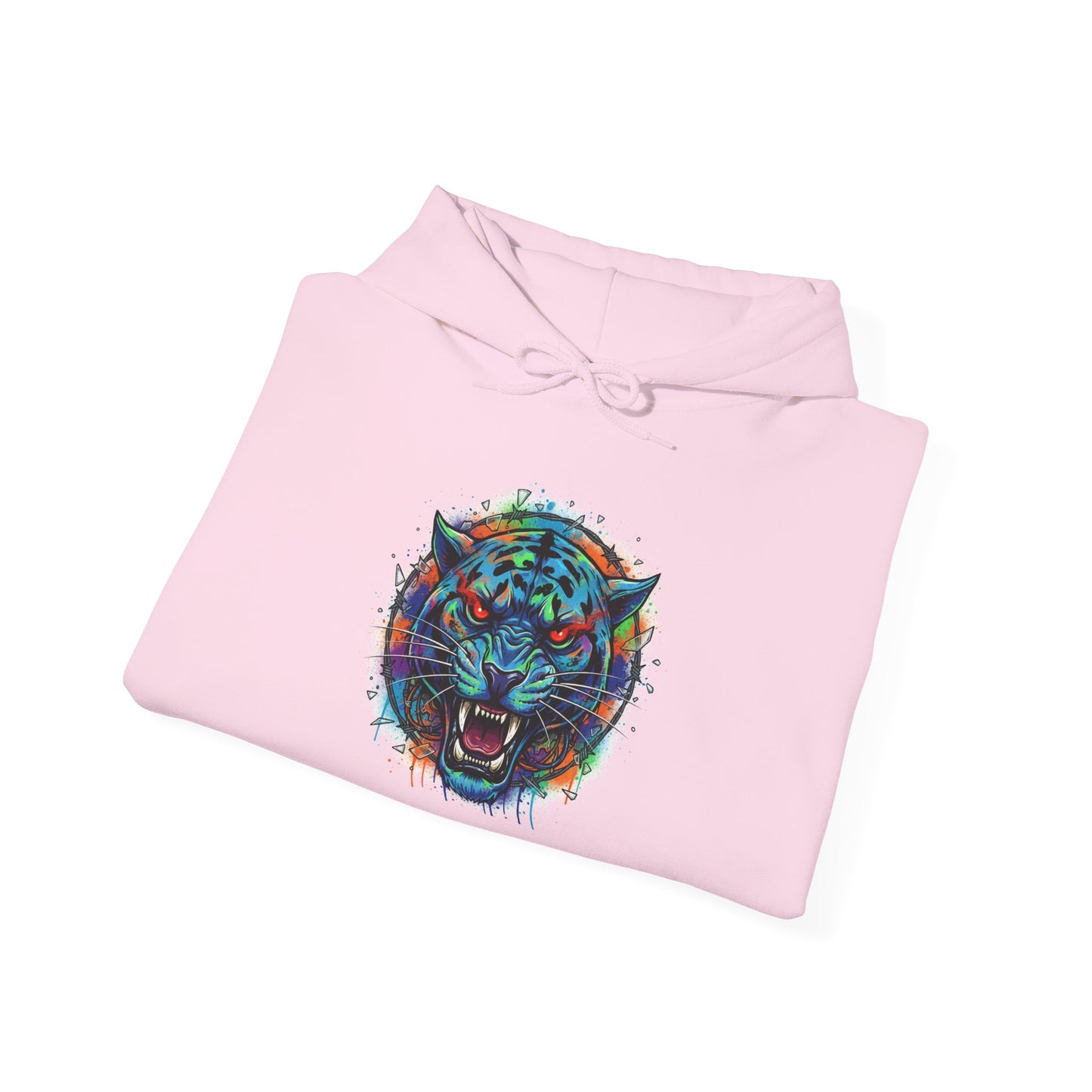 Wolf Head Hoodie — Vibrant Tribal Neon Wolf Sweatshirt